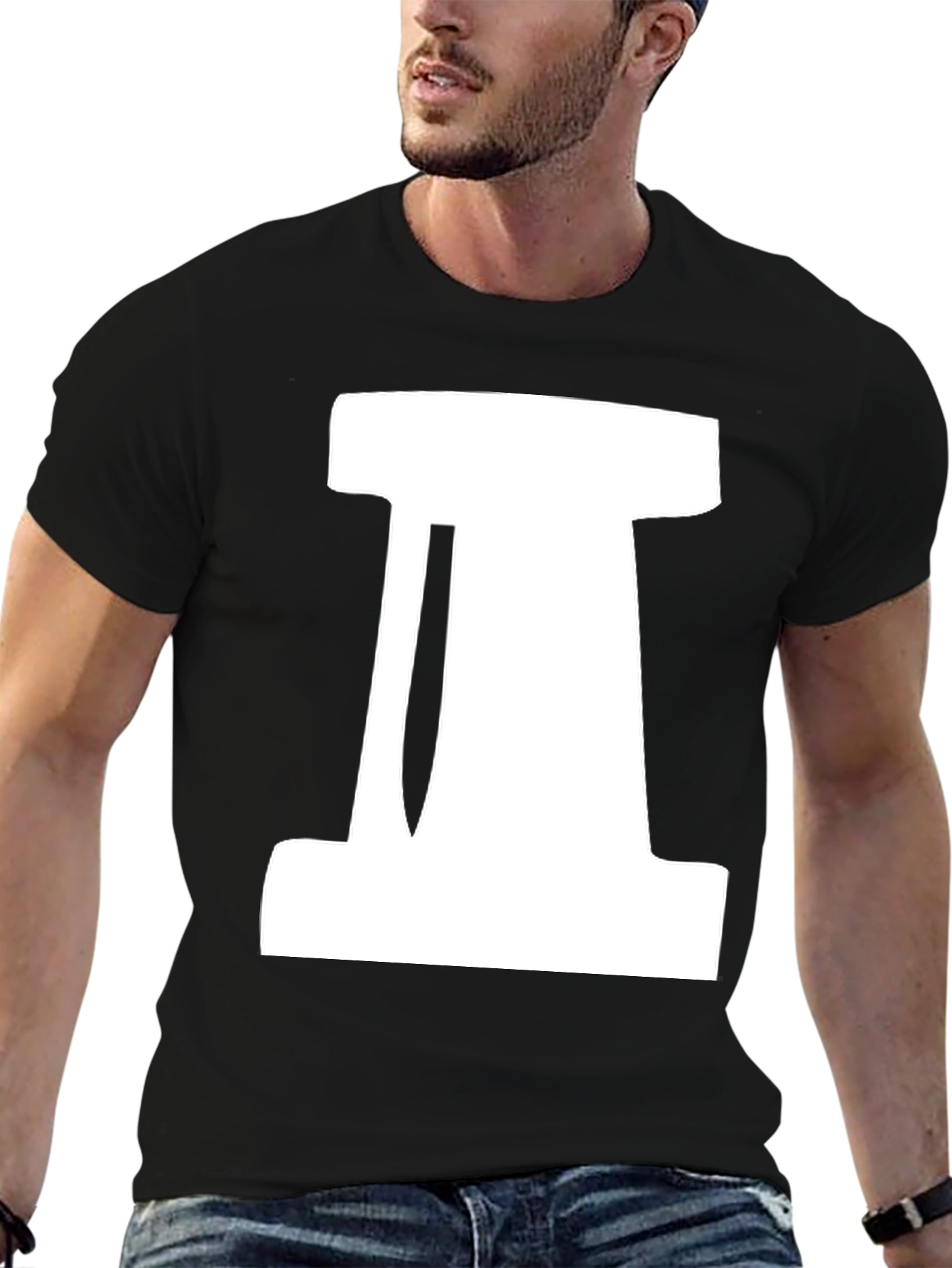 Geometric White Design on Black Unisex T-Shirt