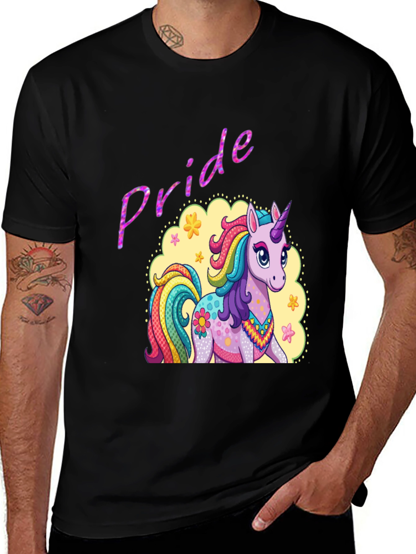 Pride Unicorn Graphic Tee - Black