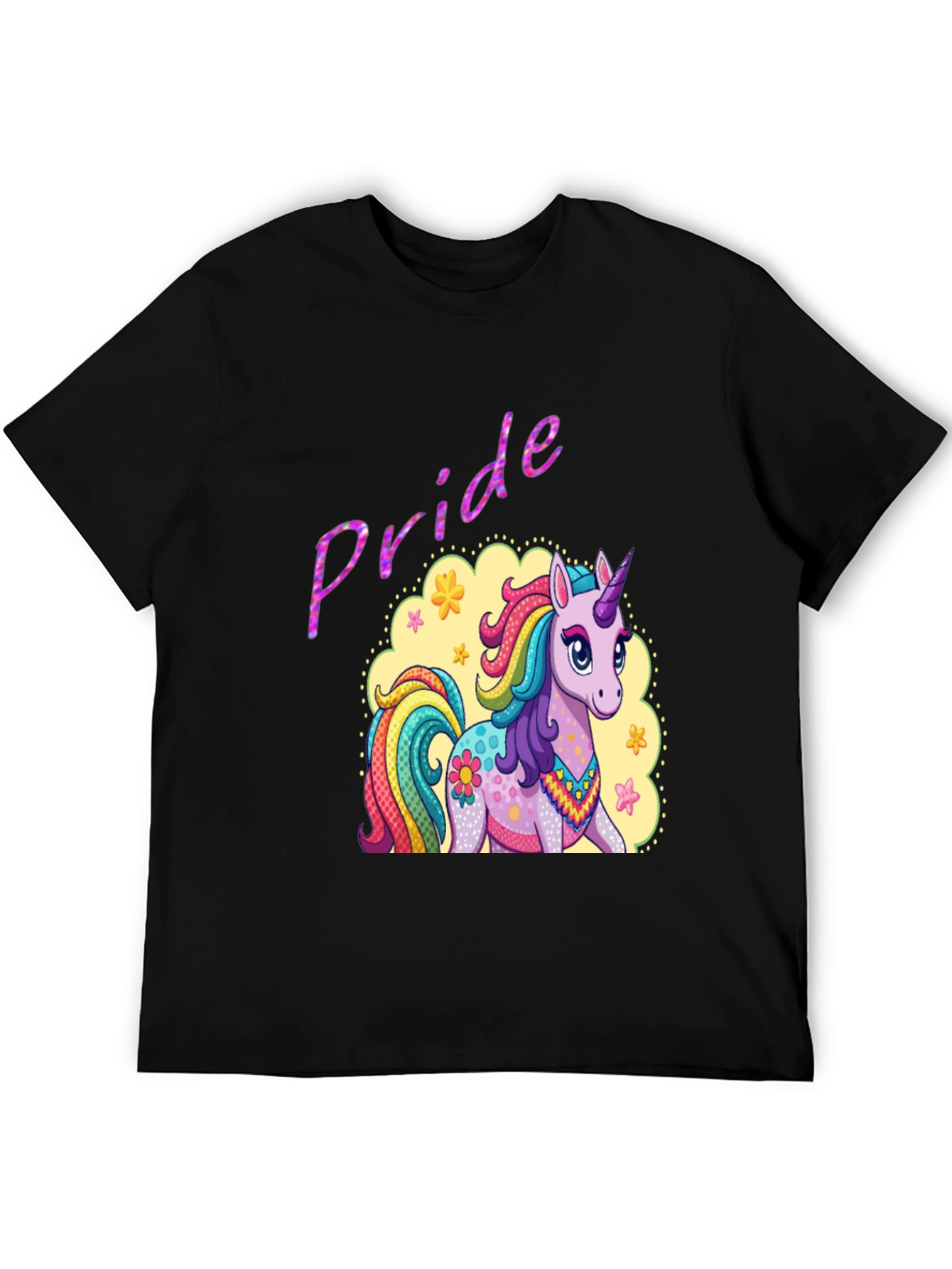 Pride Unicorn Graphic Tee - Black