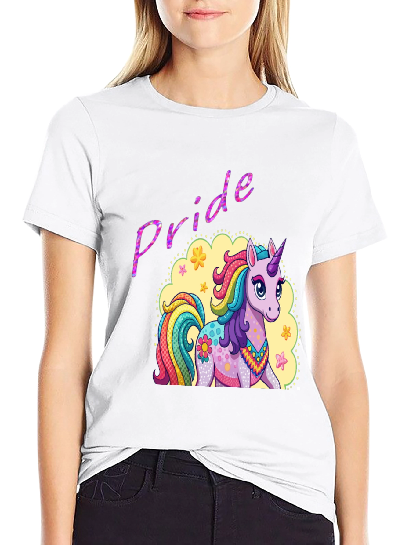 Pride Unicorn Graphic Tee - Black