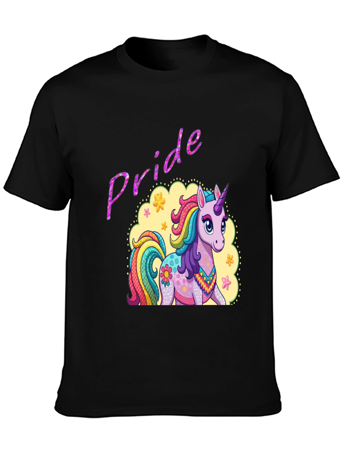 Pride Unicorn Graphic Tee - Black