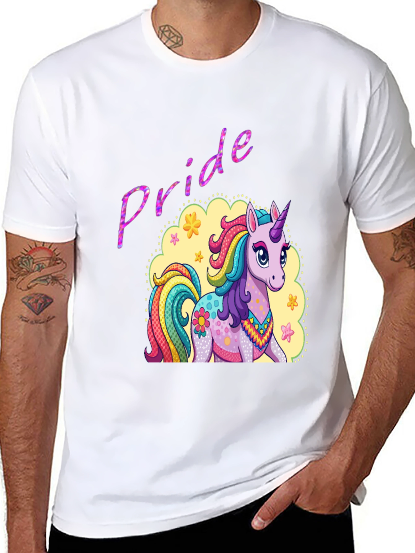 Pride Unicorn Graphic Tee - Black