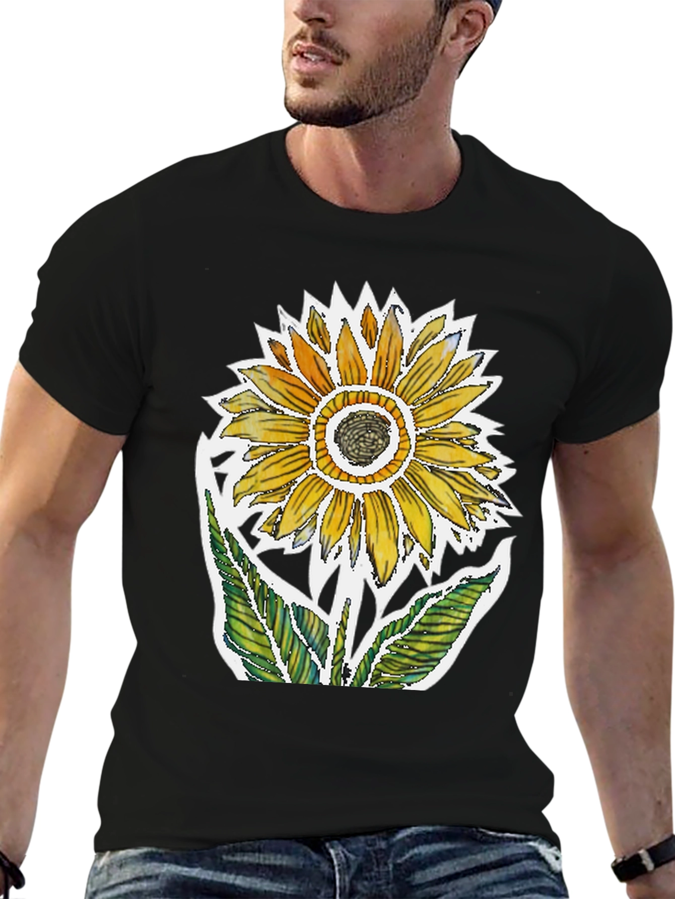 Sunflower Graphic Tee - Artistic Floral Design