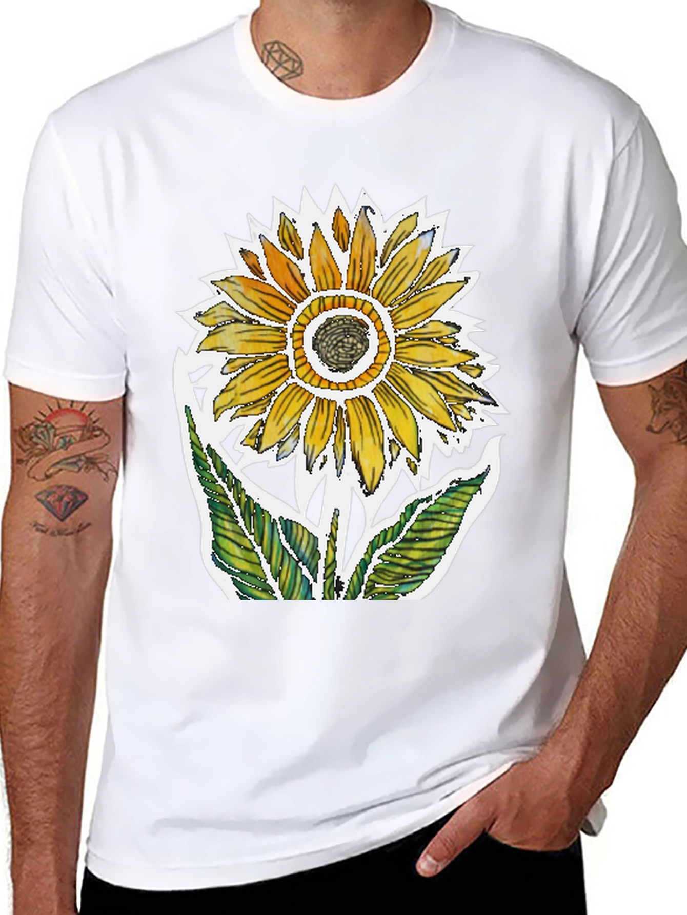 Sunflower Graphic Tee - Artistic Floral Design