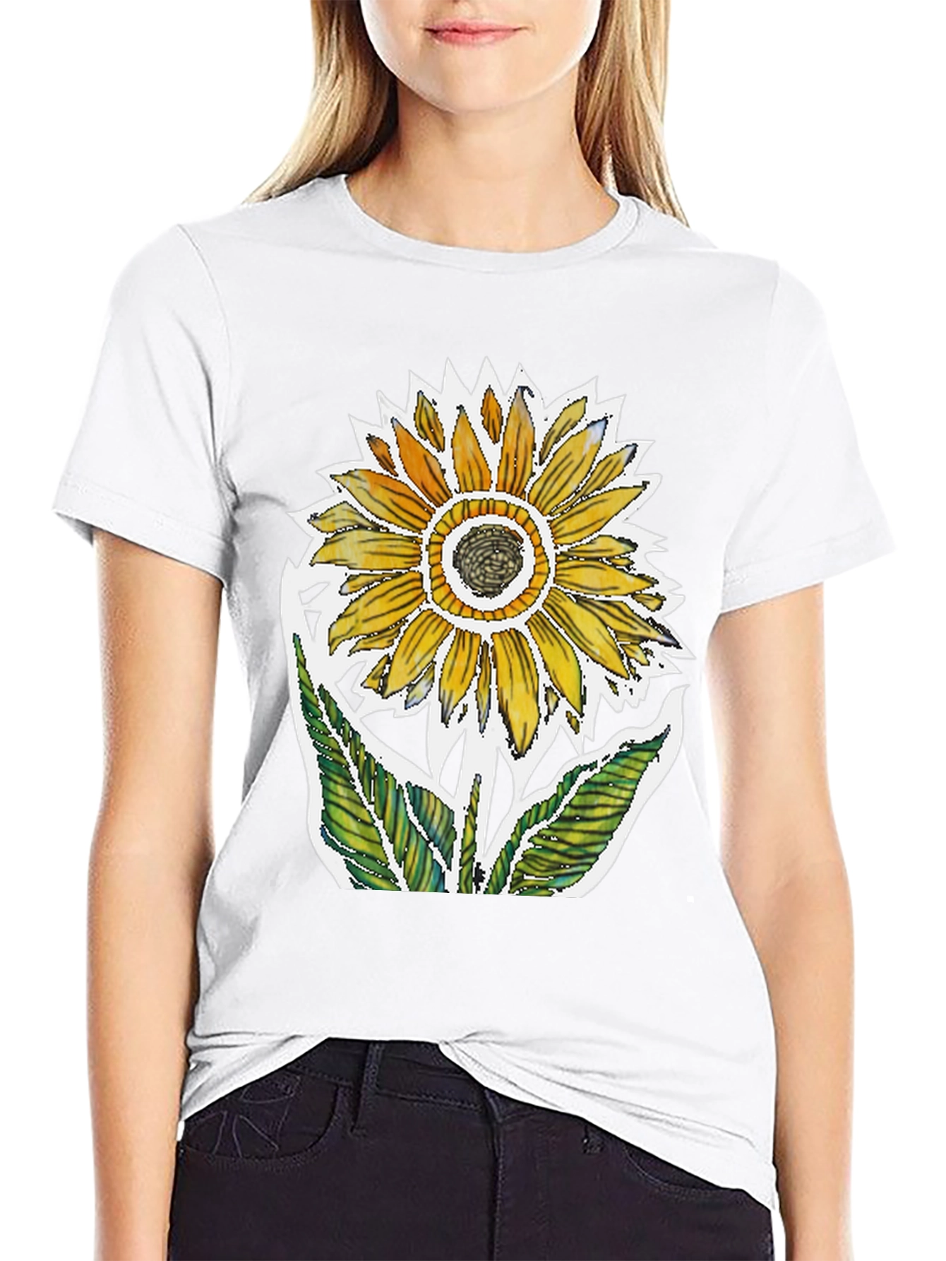 Sunflower Graphic Tee - Artistic Floral Design