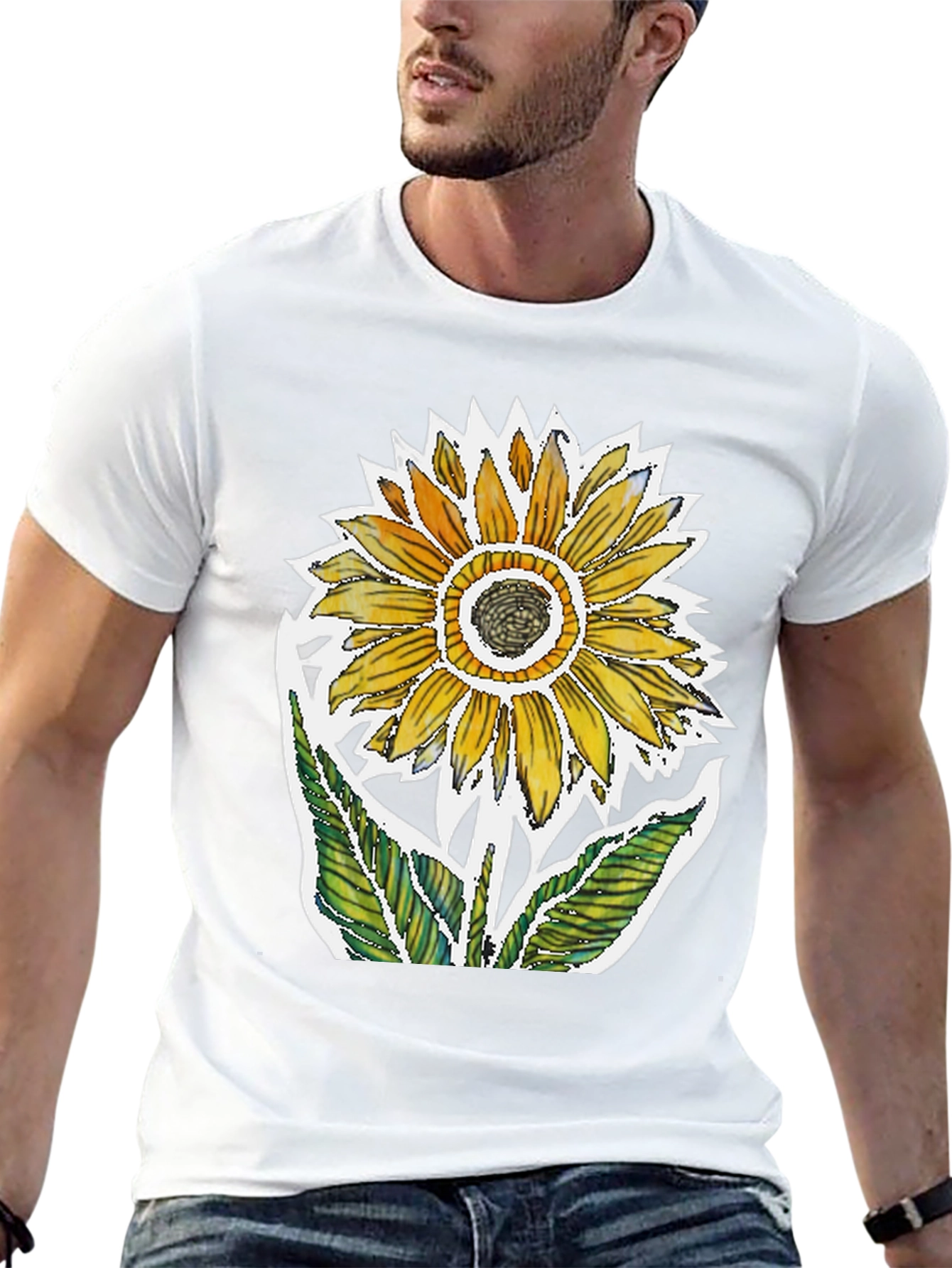 Sunflower Graphic Tee - Artistic Floral Design