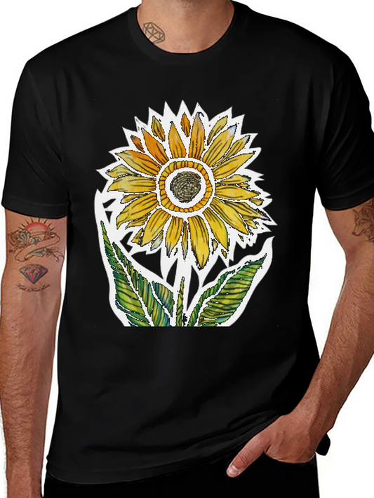 Sunflower Graphic Tee - Artistic Floral Design