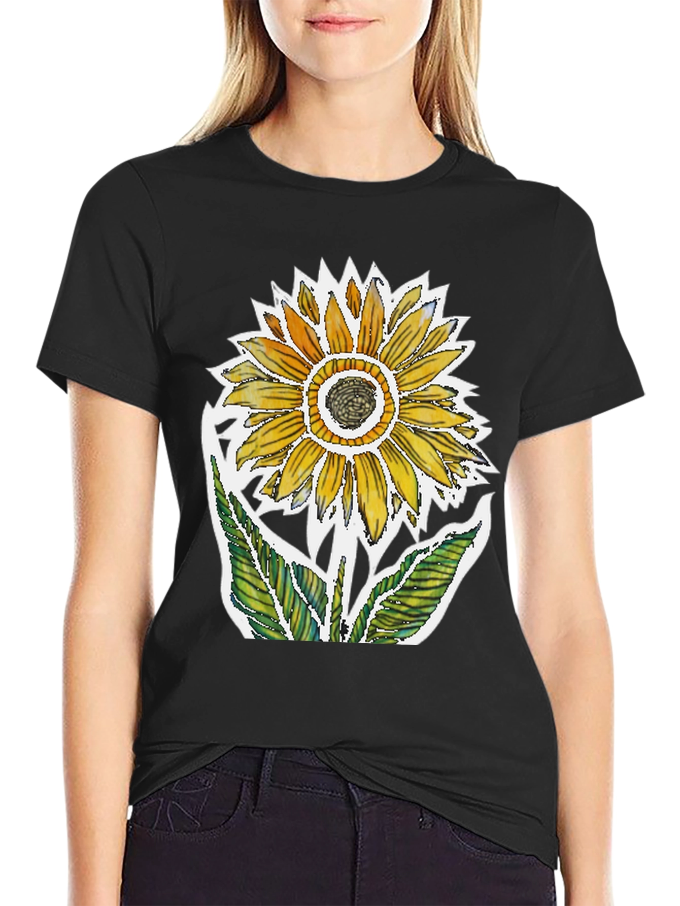 Sunflower Graphic Tee - Artistic Floral Design