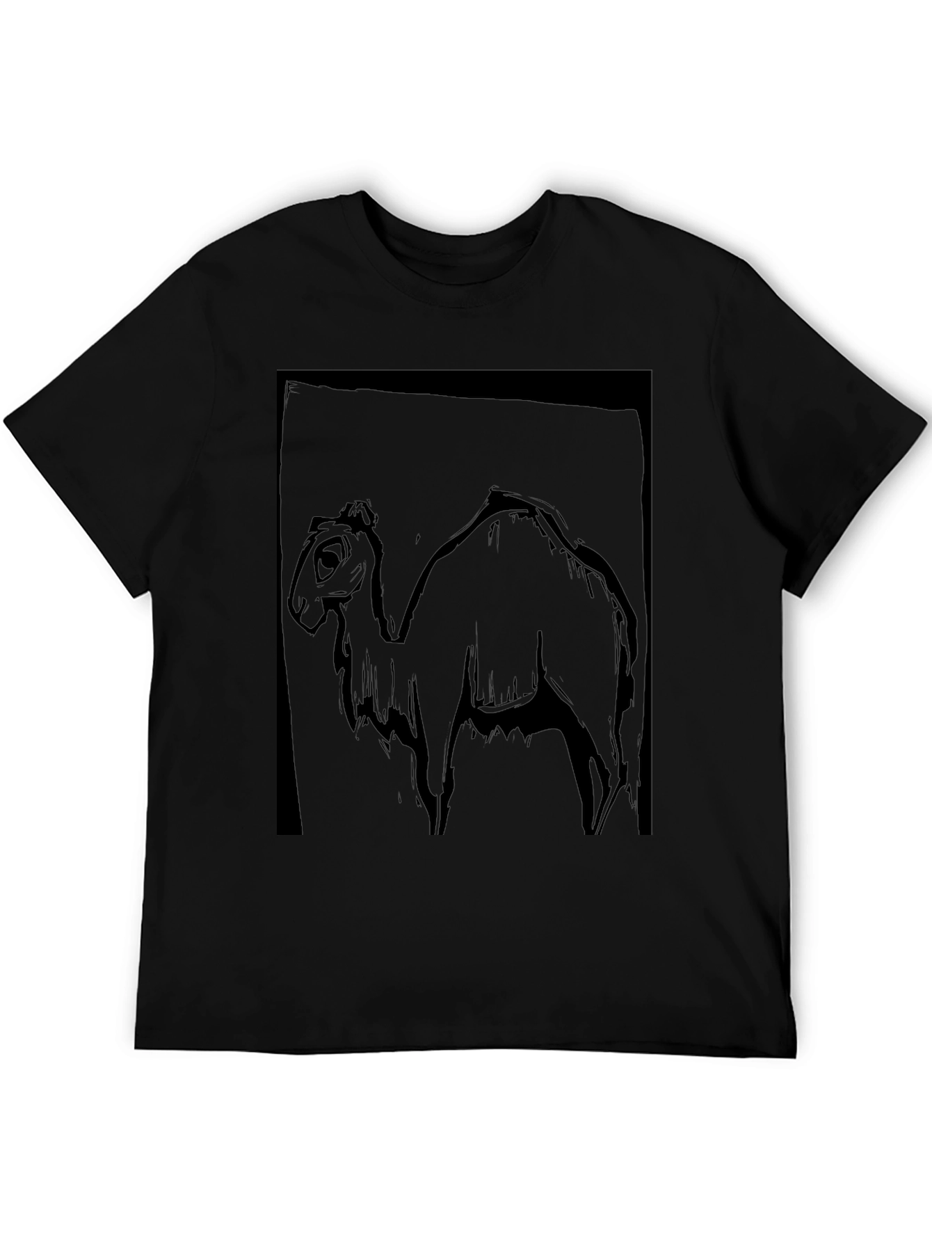 Camel Graphic Print Black T-Shirt
