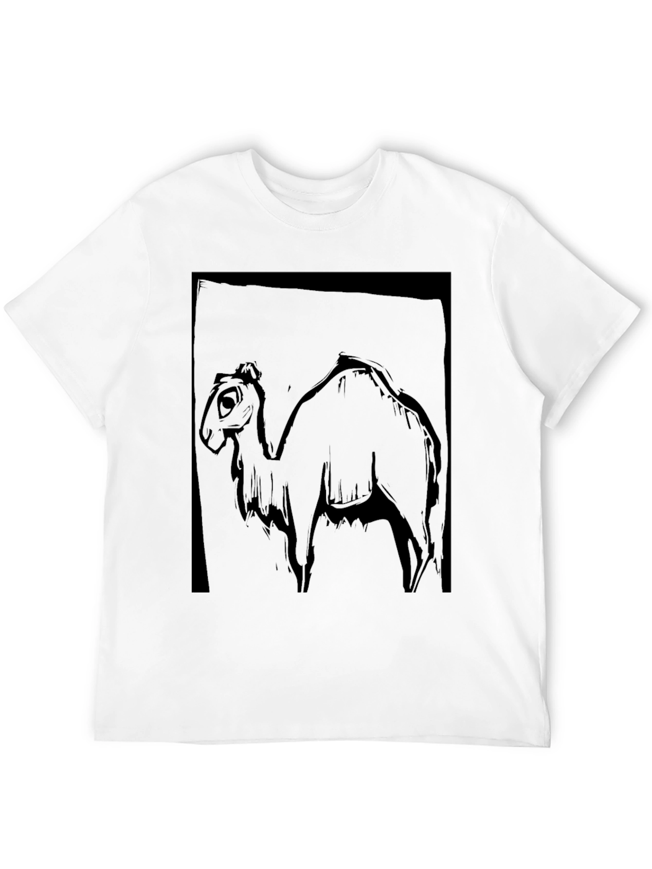 Camel Graphic Print Black T-Shirt