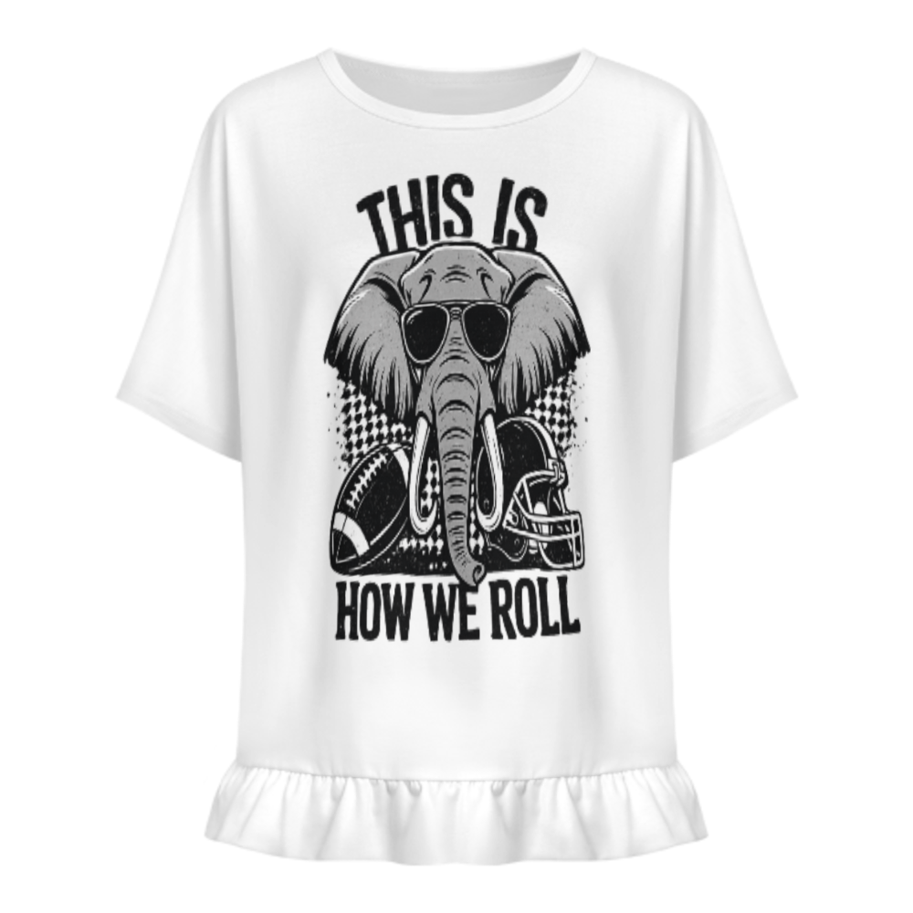 This Is How We Roll Elephant Football Fan Graphic T-Shirt | Funny Game Day Sports Tee(z1007)