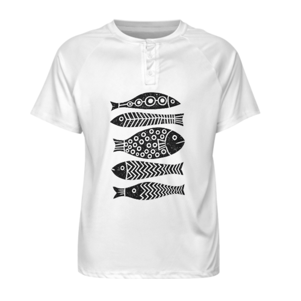 Tribal Fish Art Fishing T-Shirt | Rustic Coastal Angler Graphic Tee(z1011)