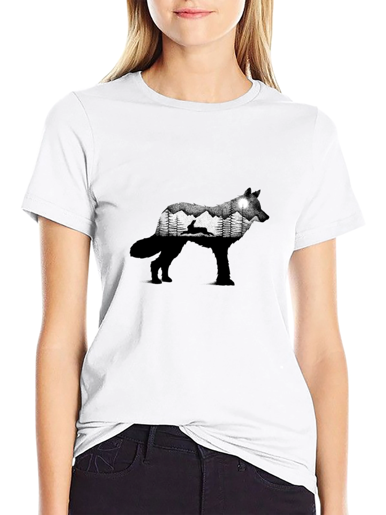 Wolf Silhouette Nature Graphic Tee