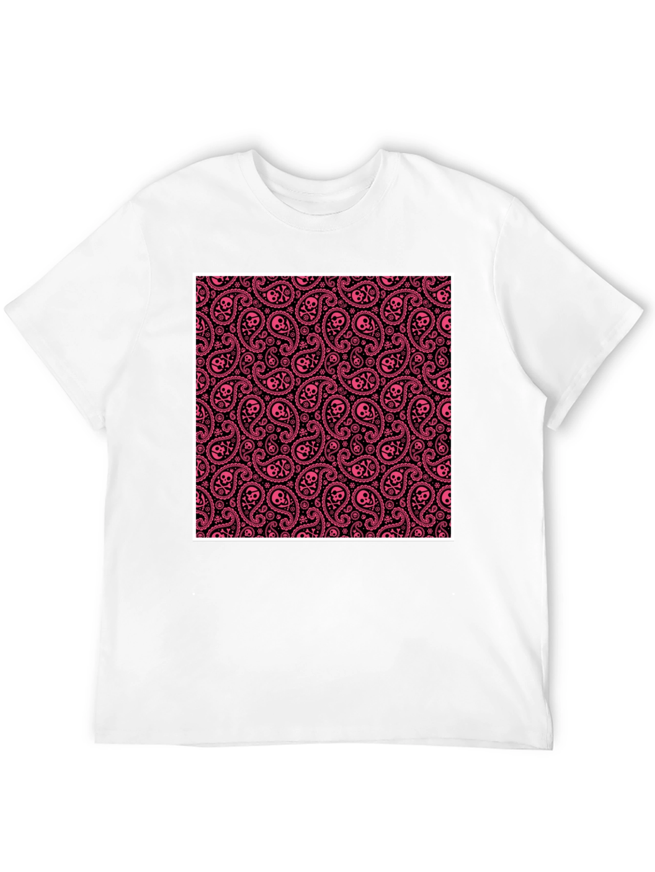 Edgy Paisley Skull T-Shirt - Black
