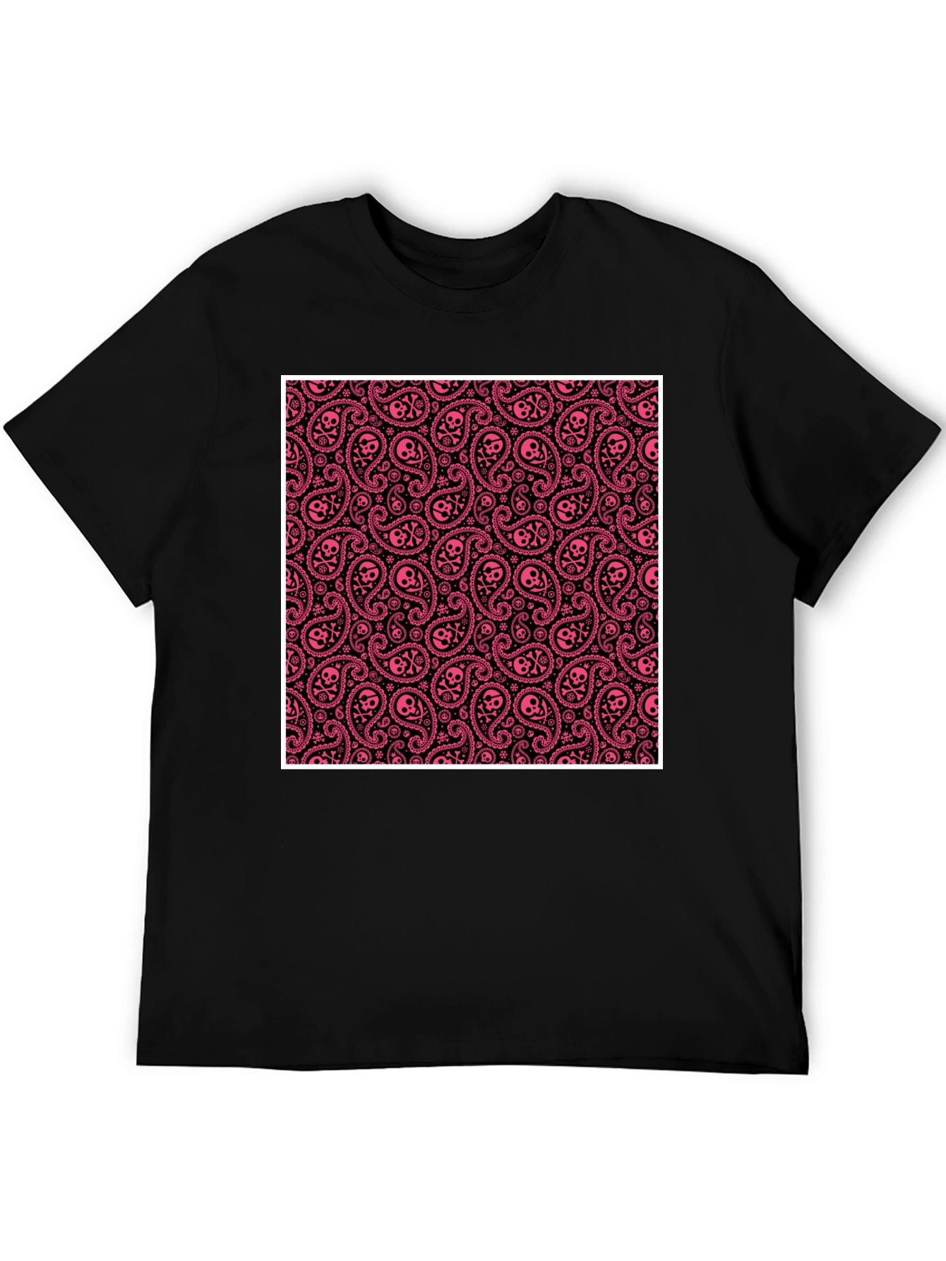 Edgy Paisley Skull T-Shirt - Black