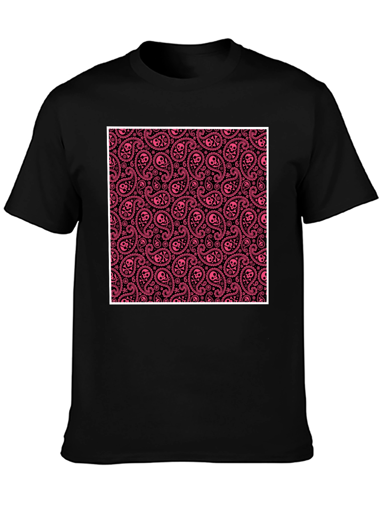 Edgy Paisley Skull T-Shirt - Black