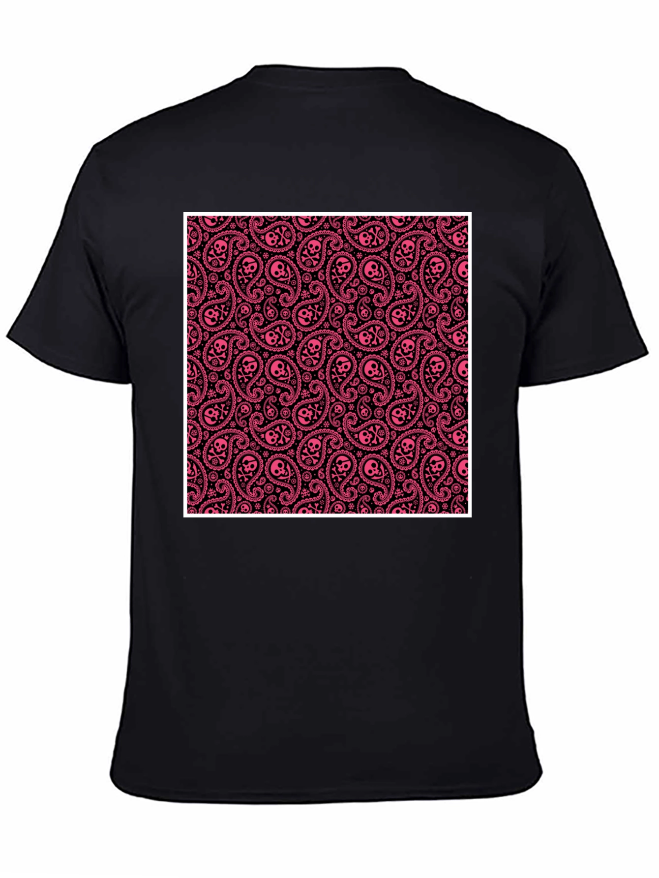 Edgy Paisley Skull T-Shirt - Black