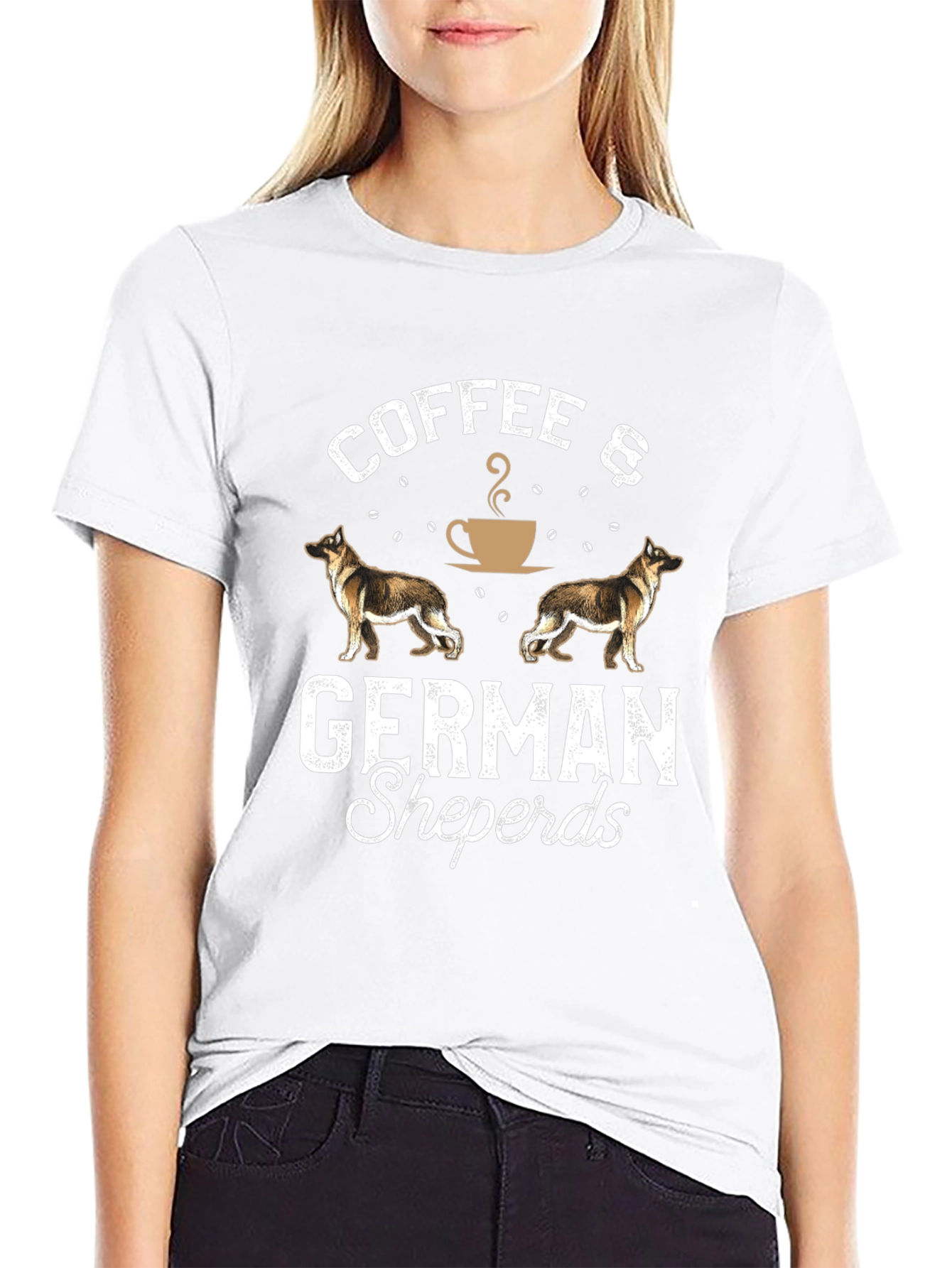 Coffee & German Shepherds T-Shirt – Vintage Dog Lover Tee