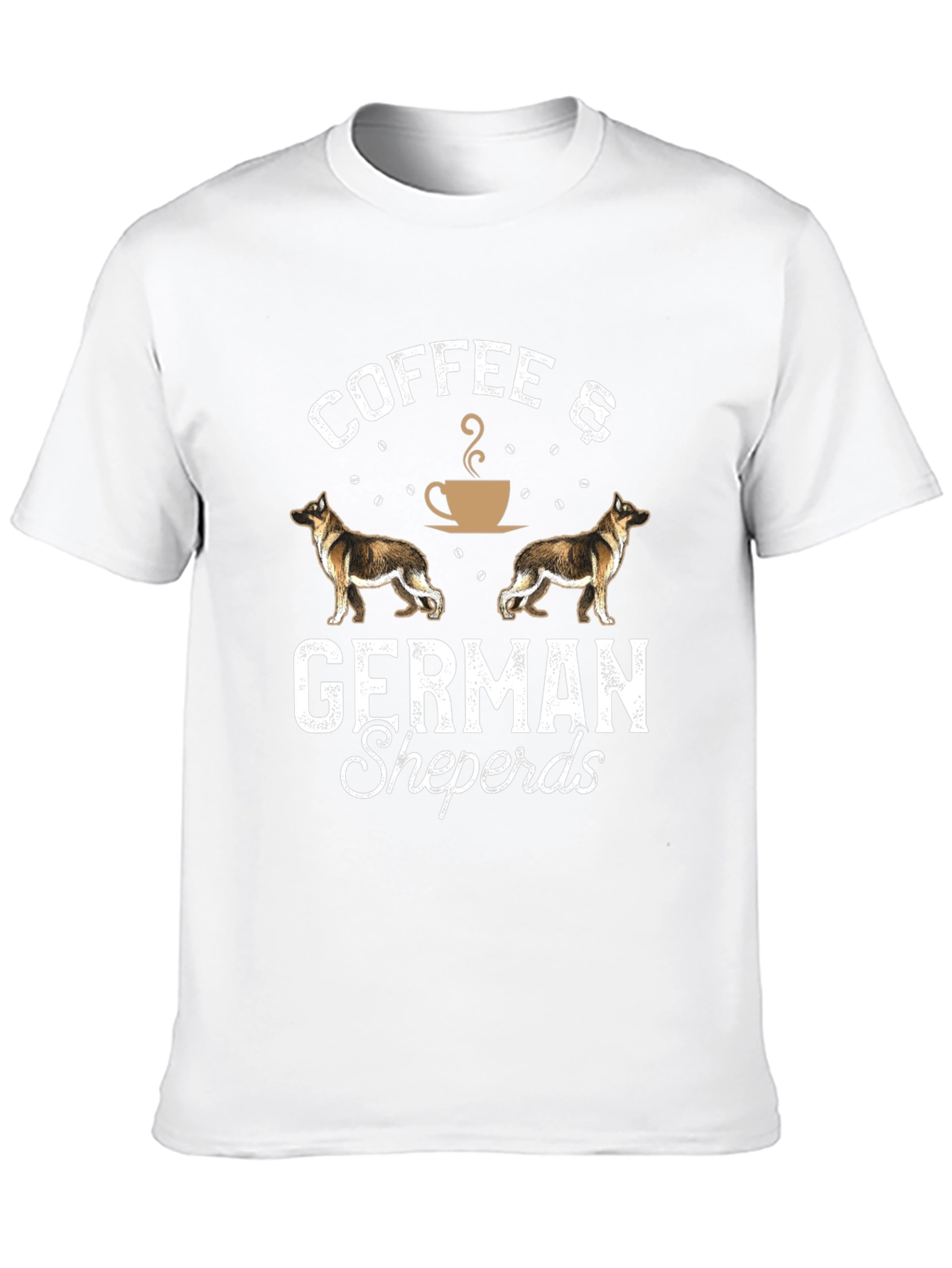 Coffee & German Shepherds T-Shirt – Vintage Dog Lover Tee
