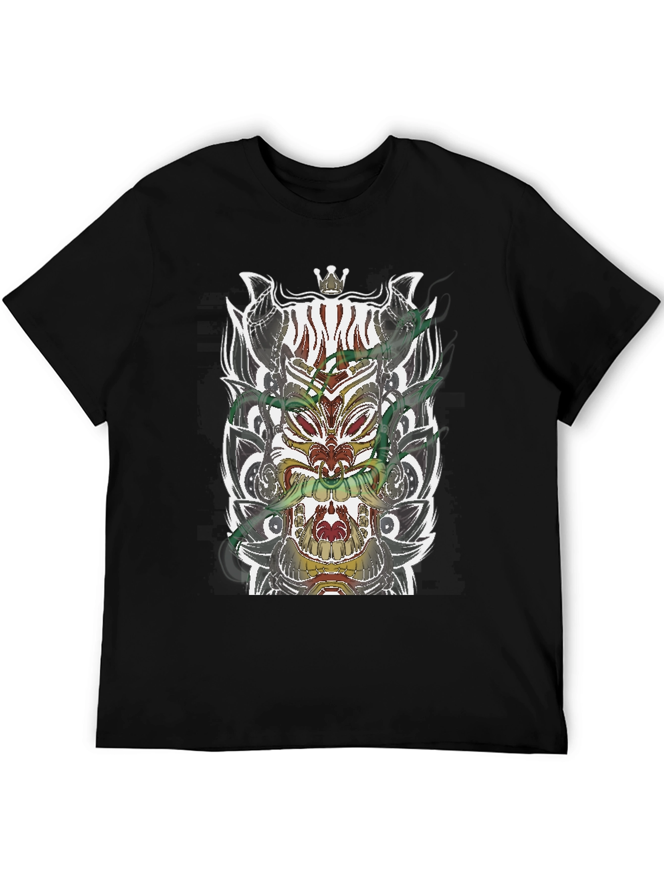 Black T-Shirt with Ornate Mask Graphic