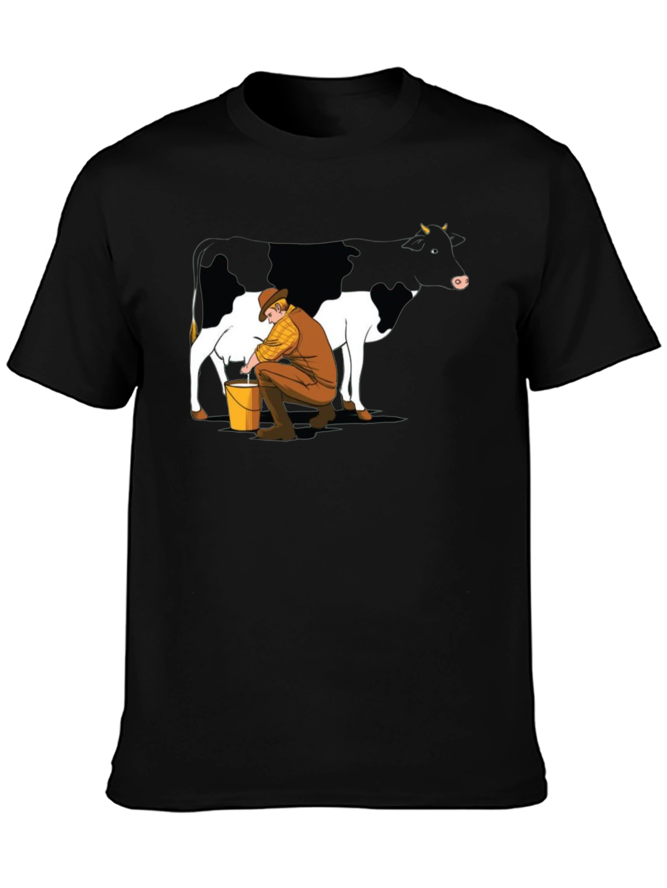 Cow Milking Graphic Tee - Black