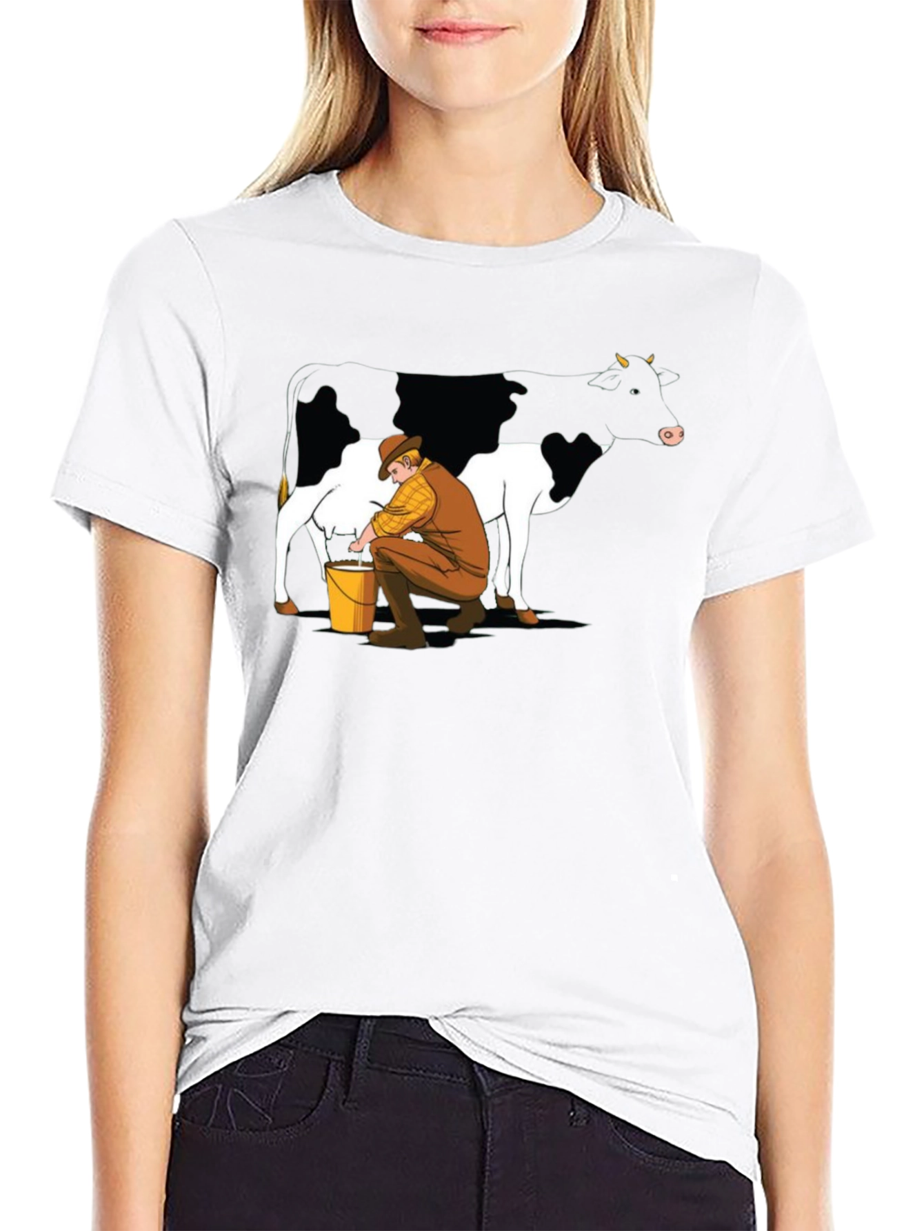 Cow Milking Graphic Tee - Black
