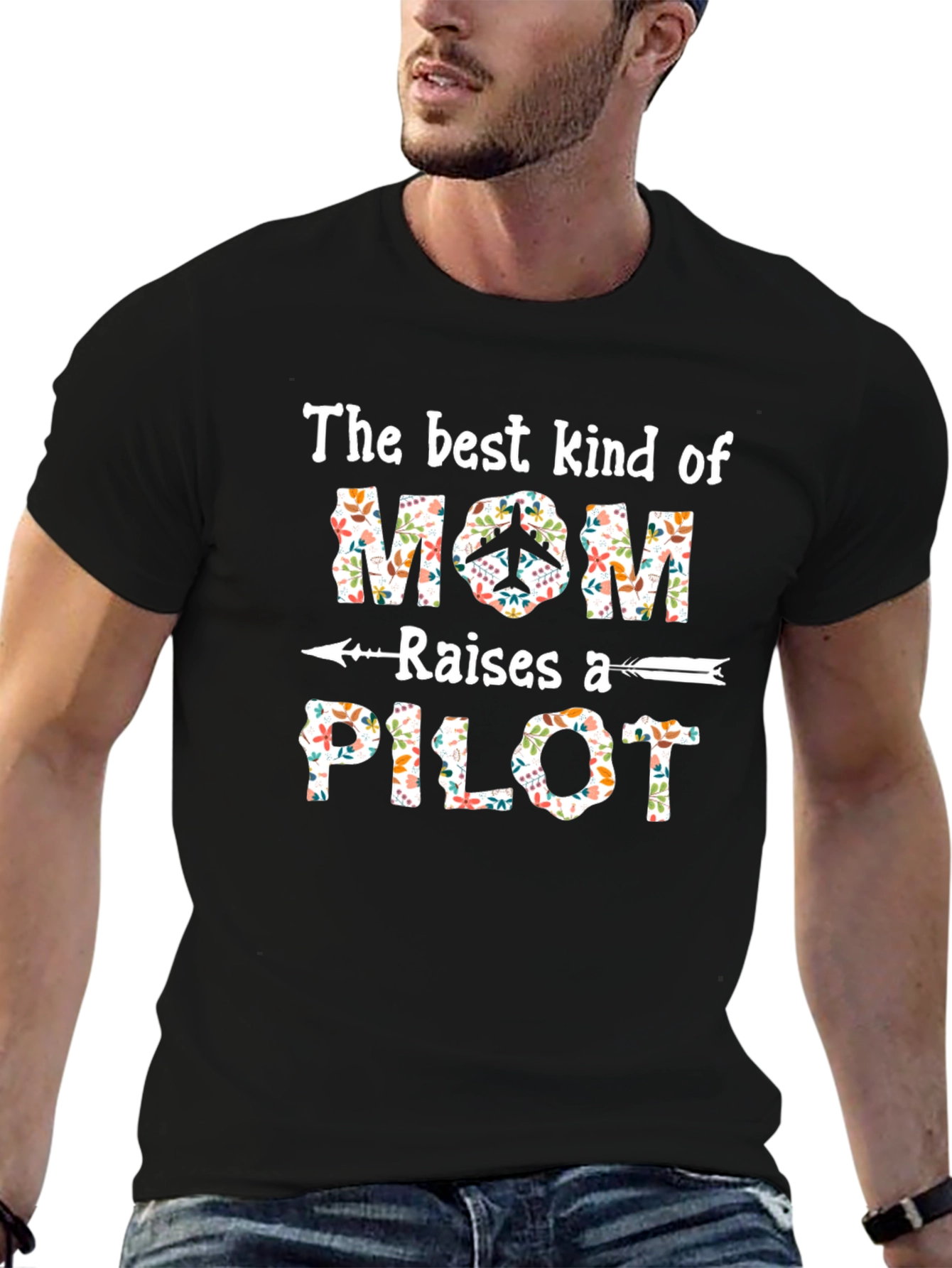 Floral Mom Raises A Pilot Graphic T-Shirt