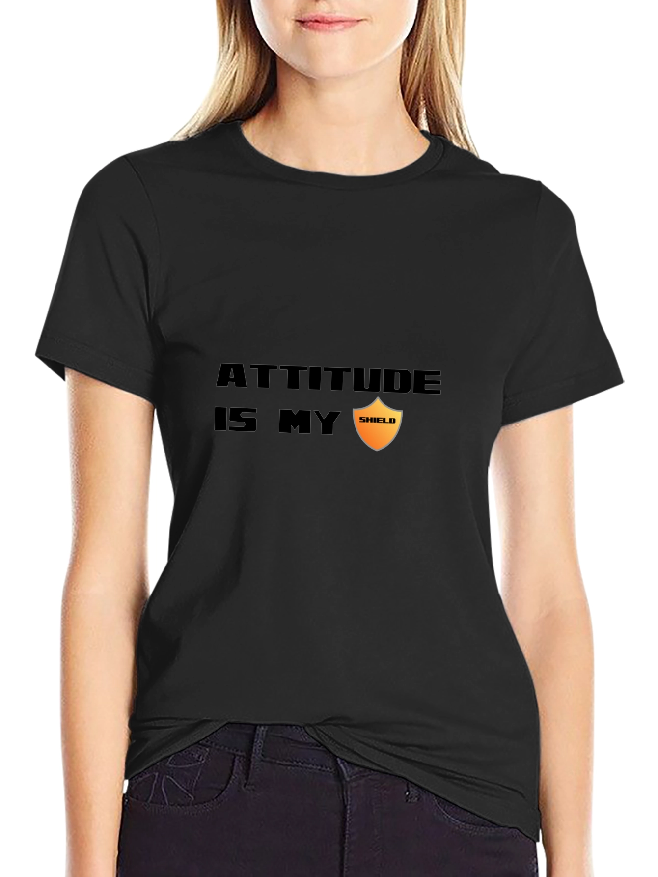 Attitude is My Shield Graphic Tee - Black