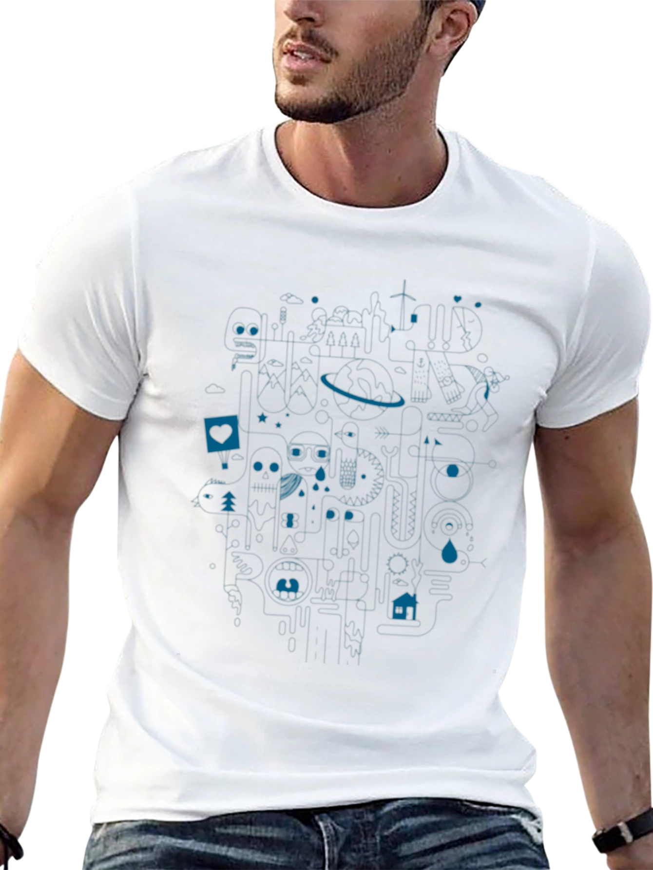 Abstract Graphic T-Shirt - Casual Wear for Men