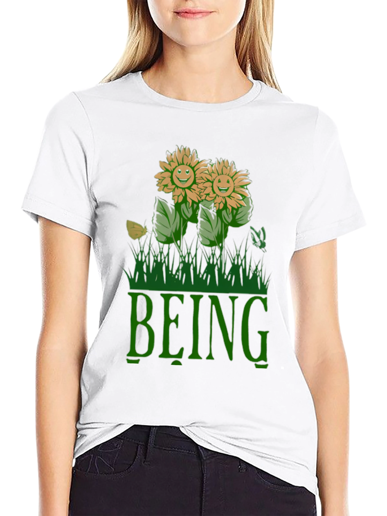 Being Happy Sunflowers Graphic T-Shirt
