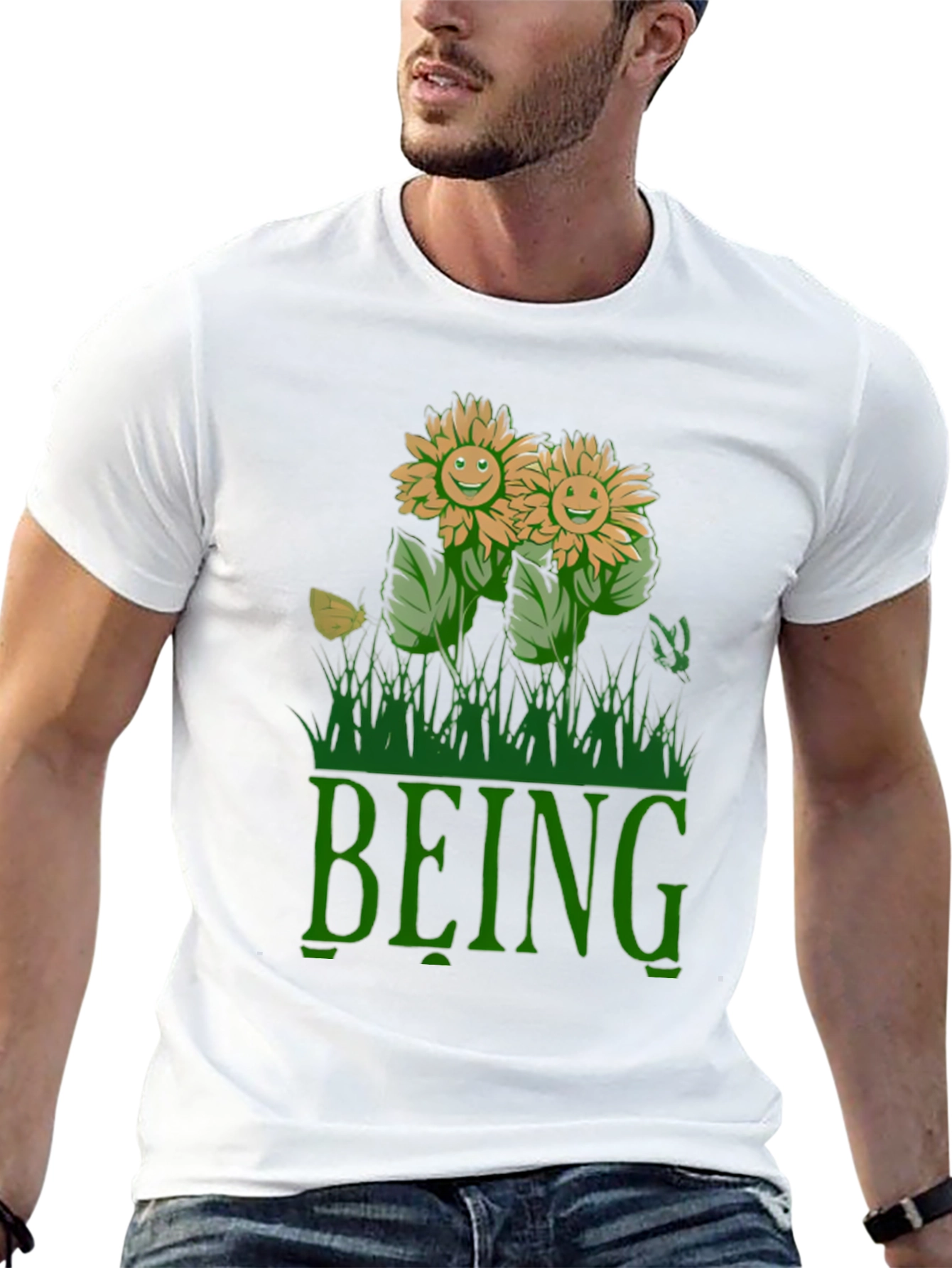 Being Happy Sunflowers Graphic T-Shirt