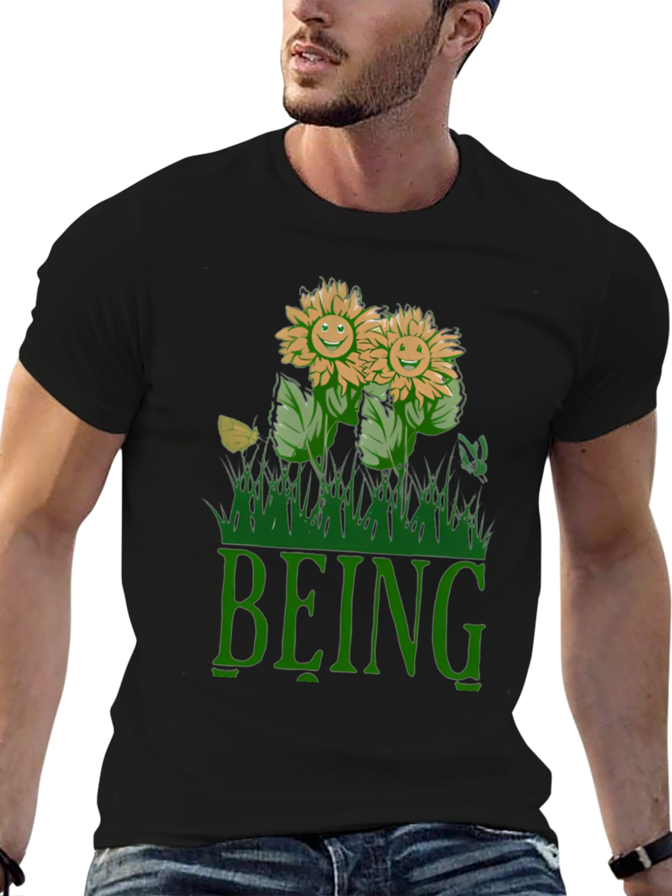 Being Happy Sunflowers Graphic T-Shirt