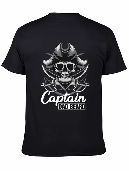 Captain Dad Beard Graphic Tee - Black T-Shirt