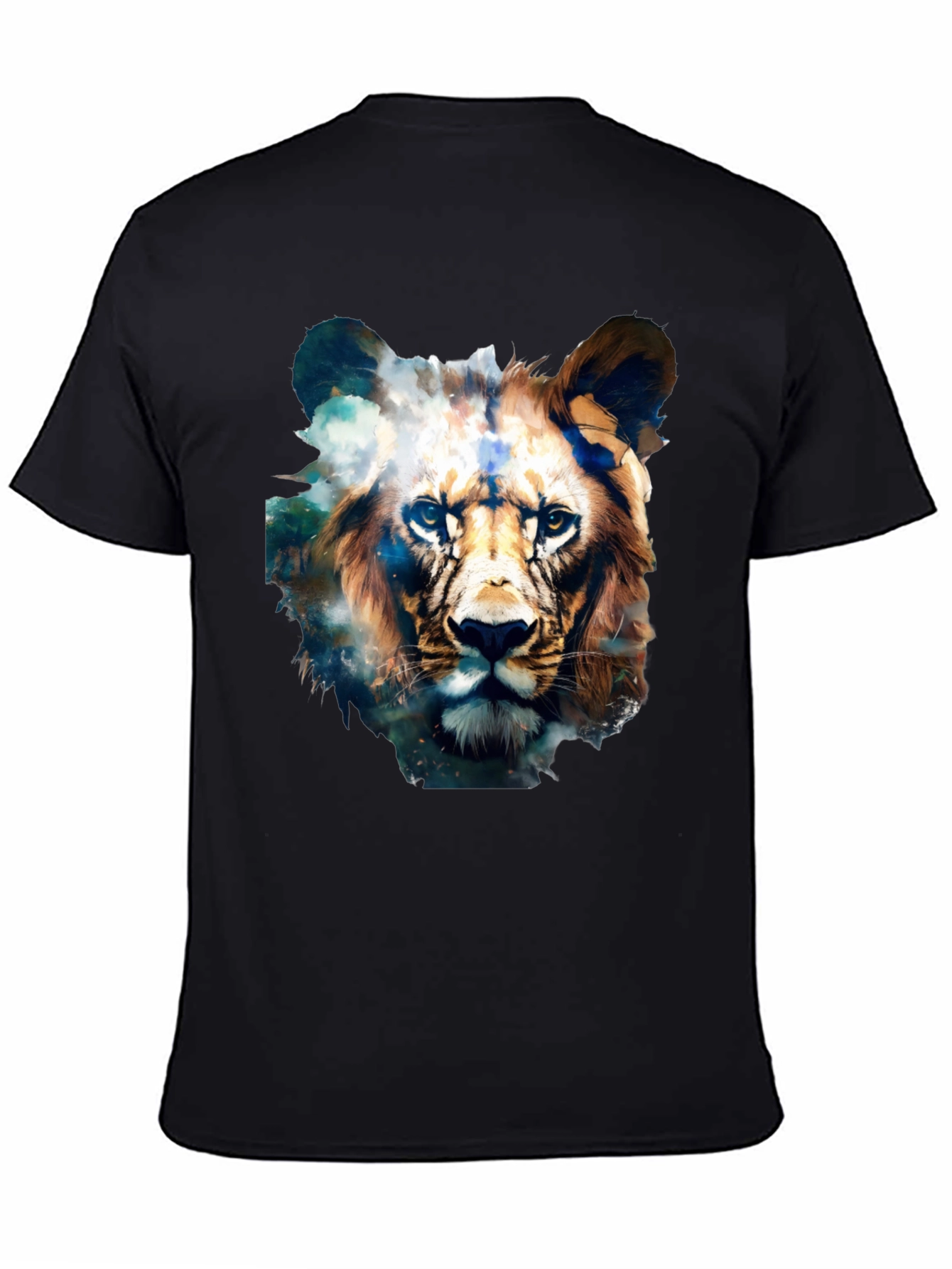 Lion Face Graphic Black T-Shirt