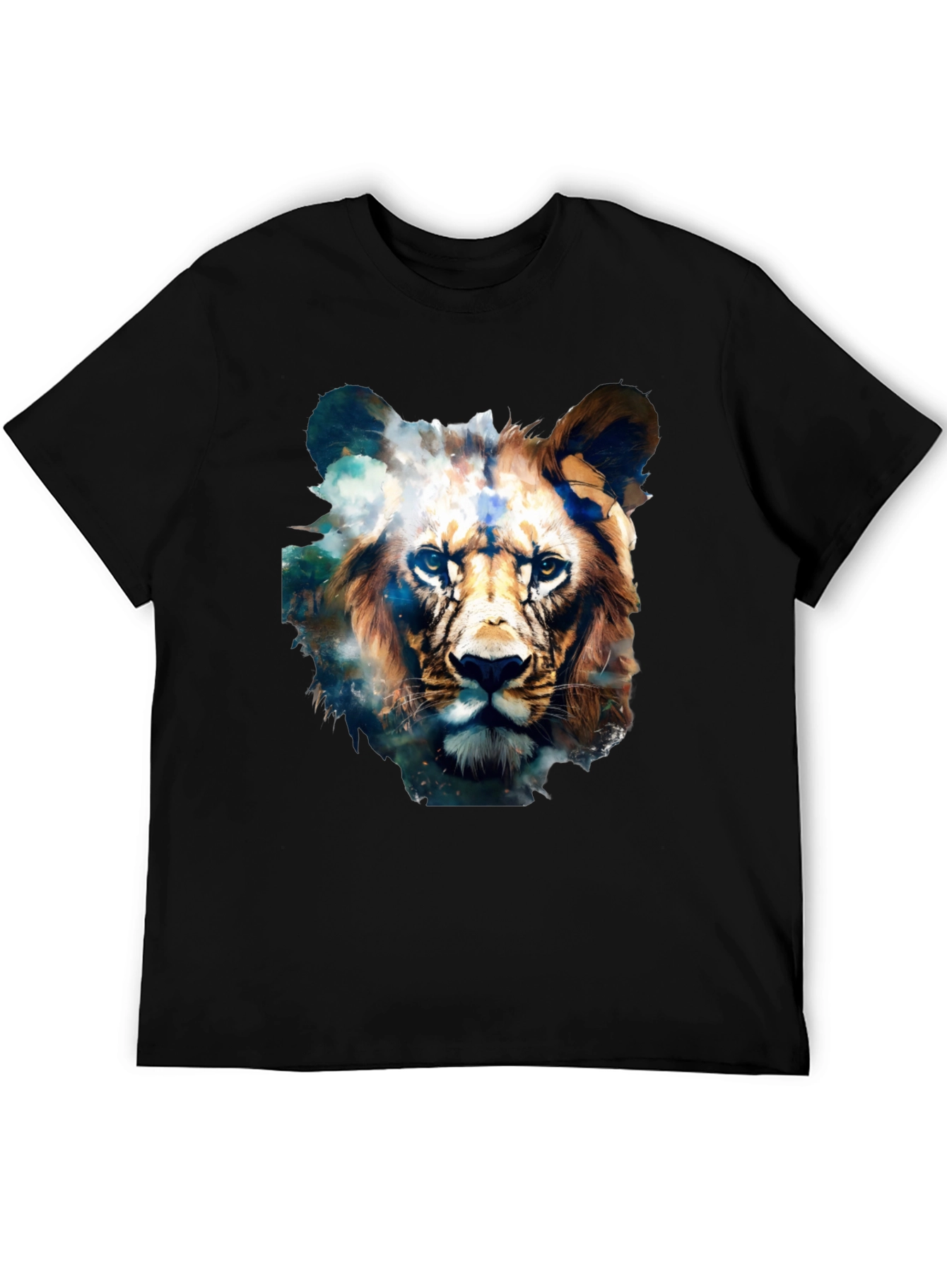 Lion Face Graphic Black T-Shirt