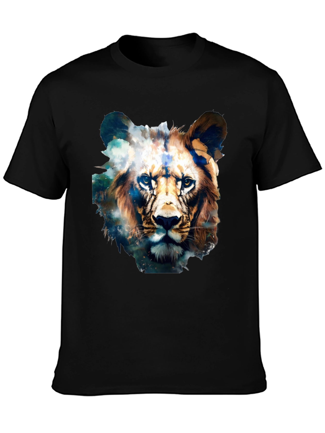 Lion Face Graphic Black T-Shirt