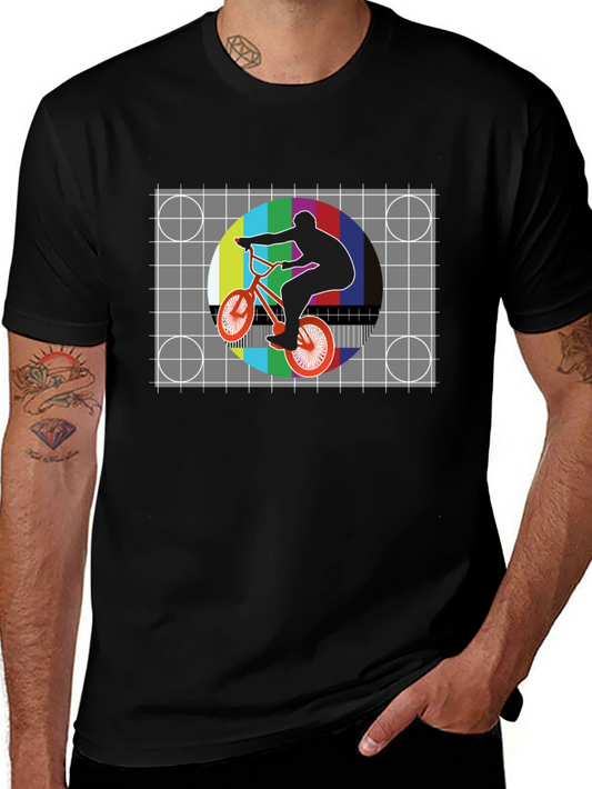 Retro BMX Rider Tee - Vintage Test Pattern Graphic