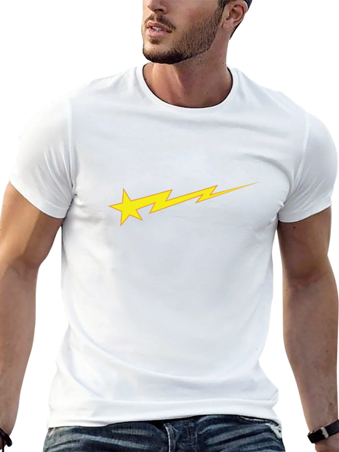 Star Bolt Graphic Black Tee - Stylish & Unique