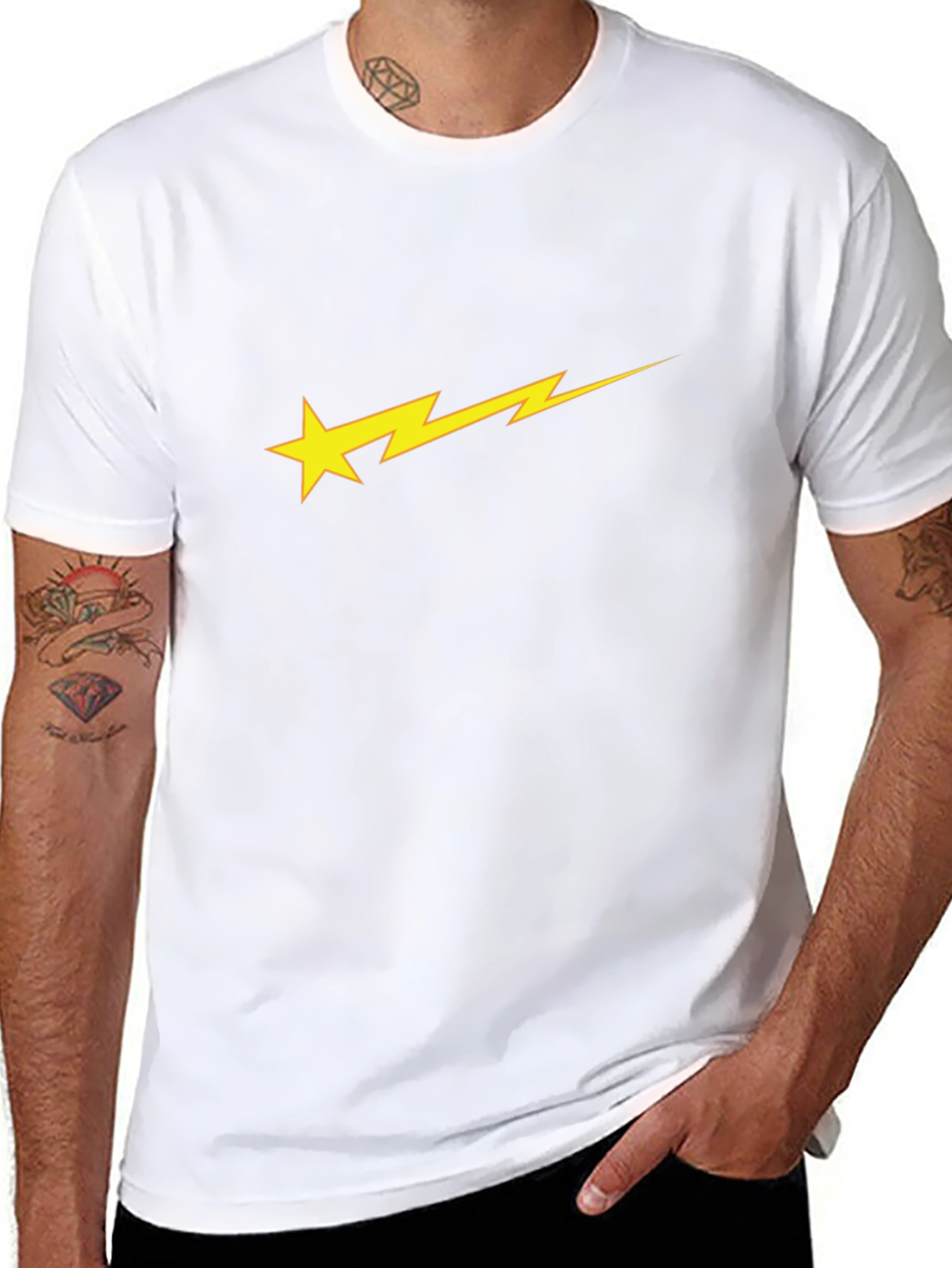 Star Bolt Graphic Black Tee - Stylish & Unique