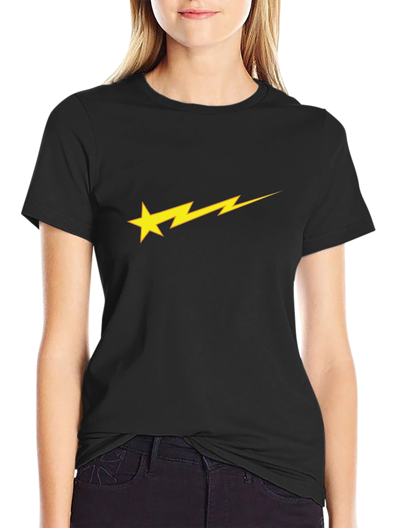 Star Bolt Graphic Black Tee - Stylish & Unique