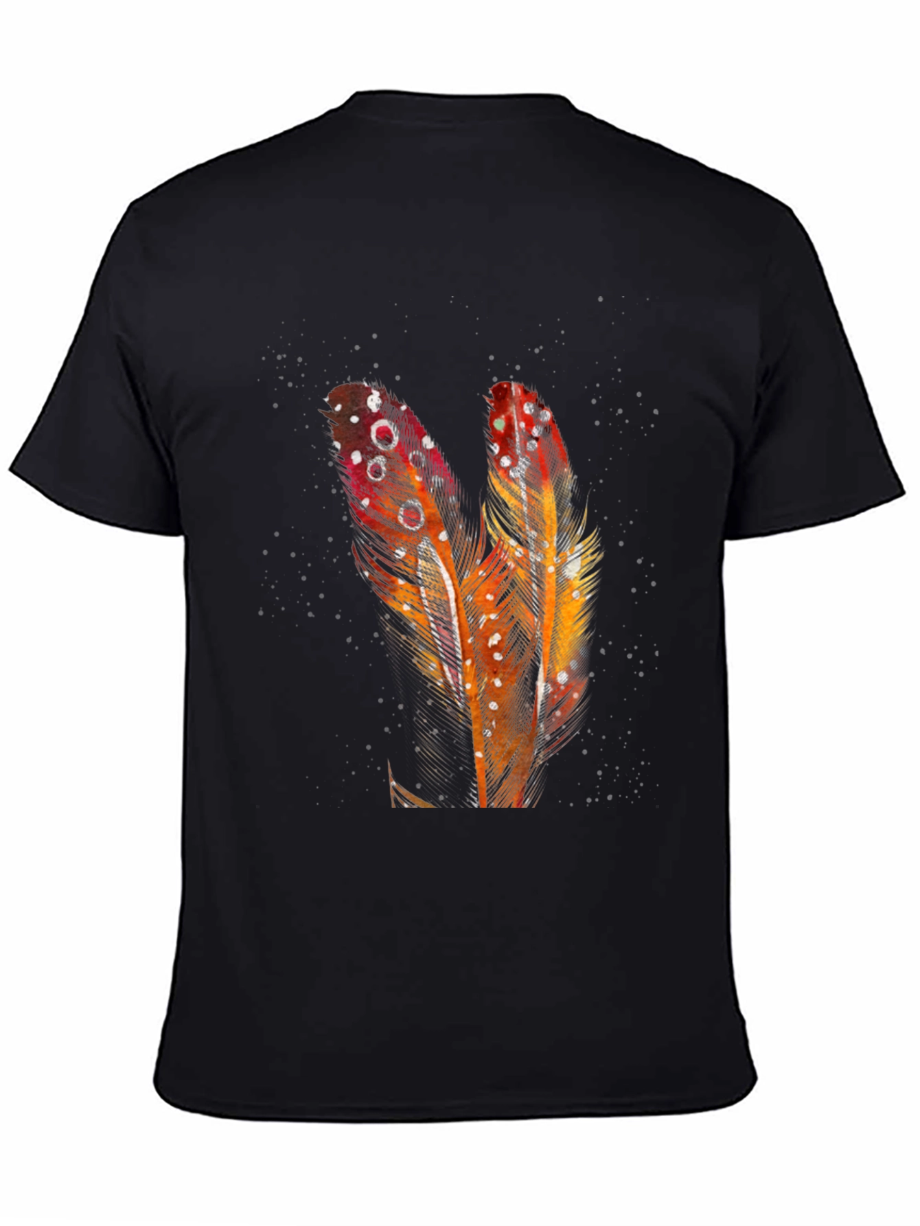 Feather Graphic Print Black T-Shirt
