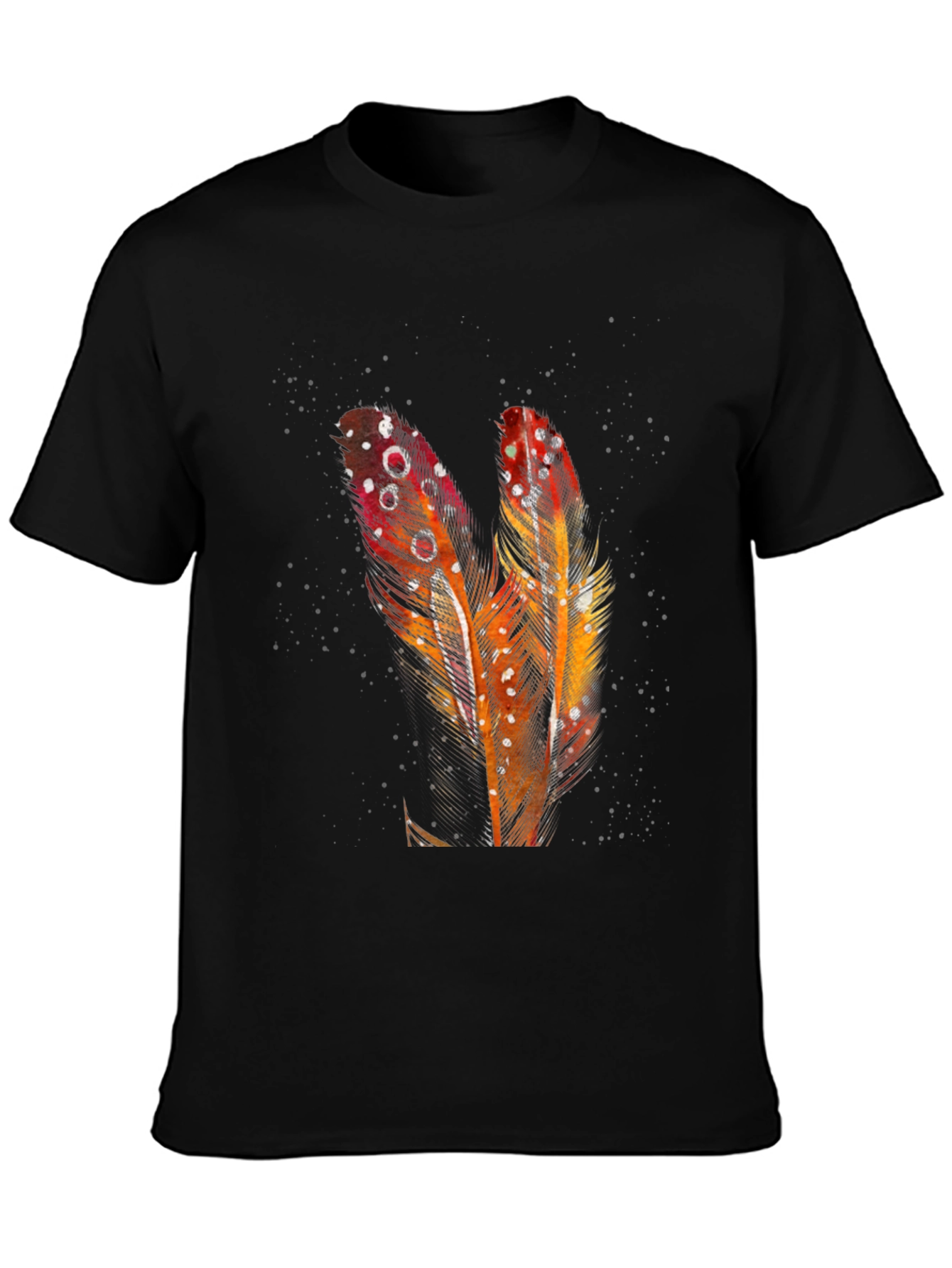 Feather Graphic Print Black T-Shirt