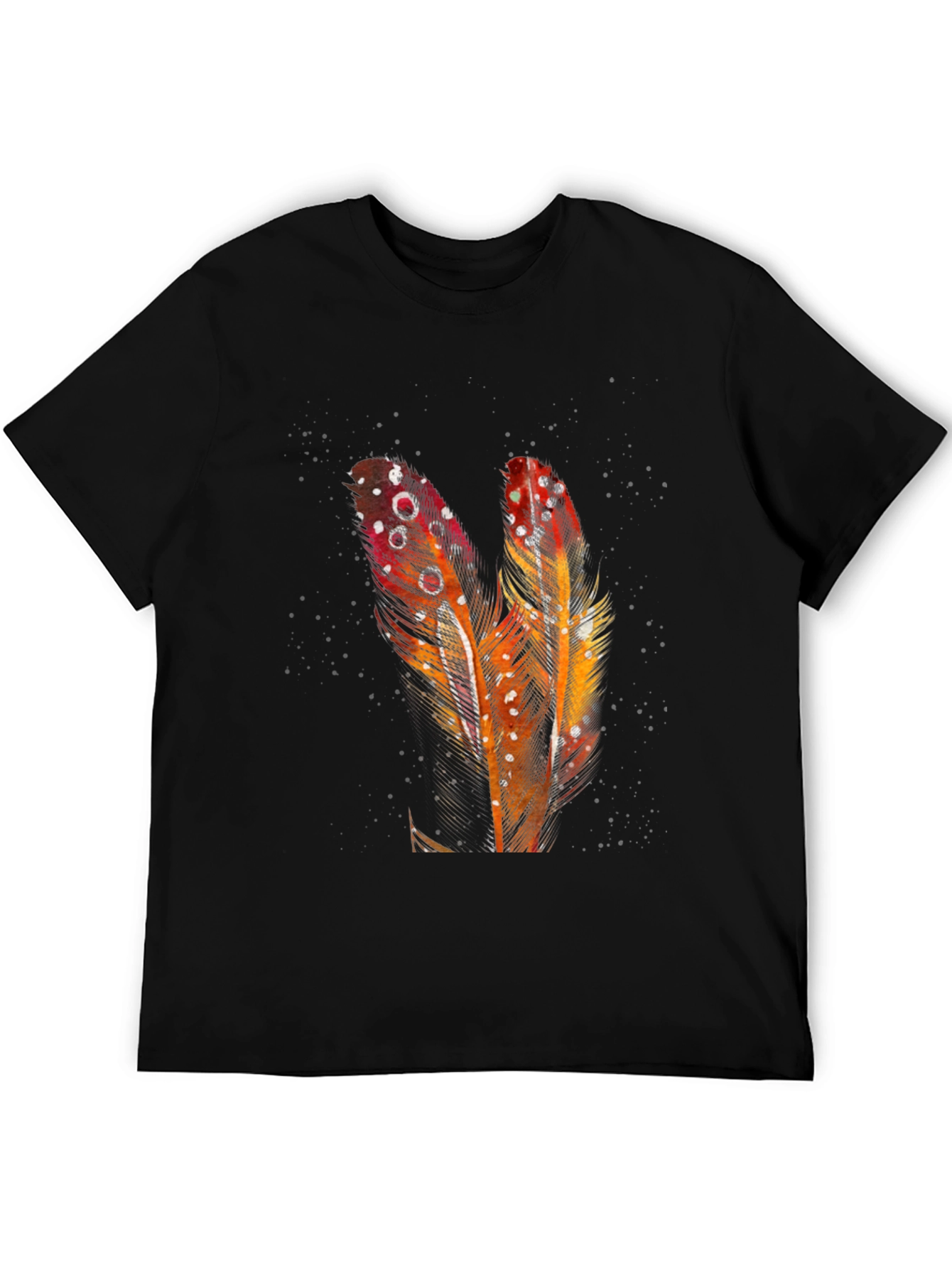 Feather Graphic Print Black T-Shirt