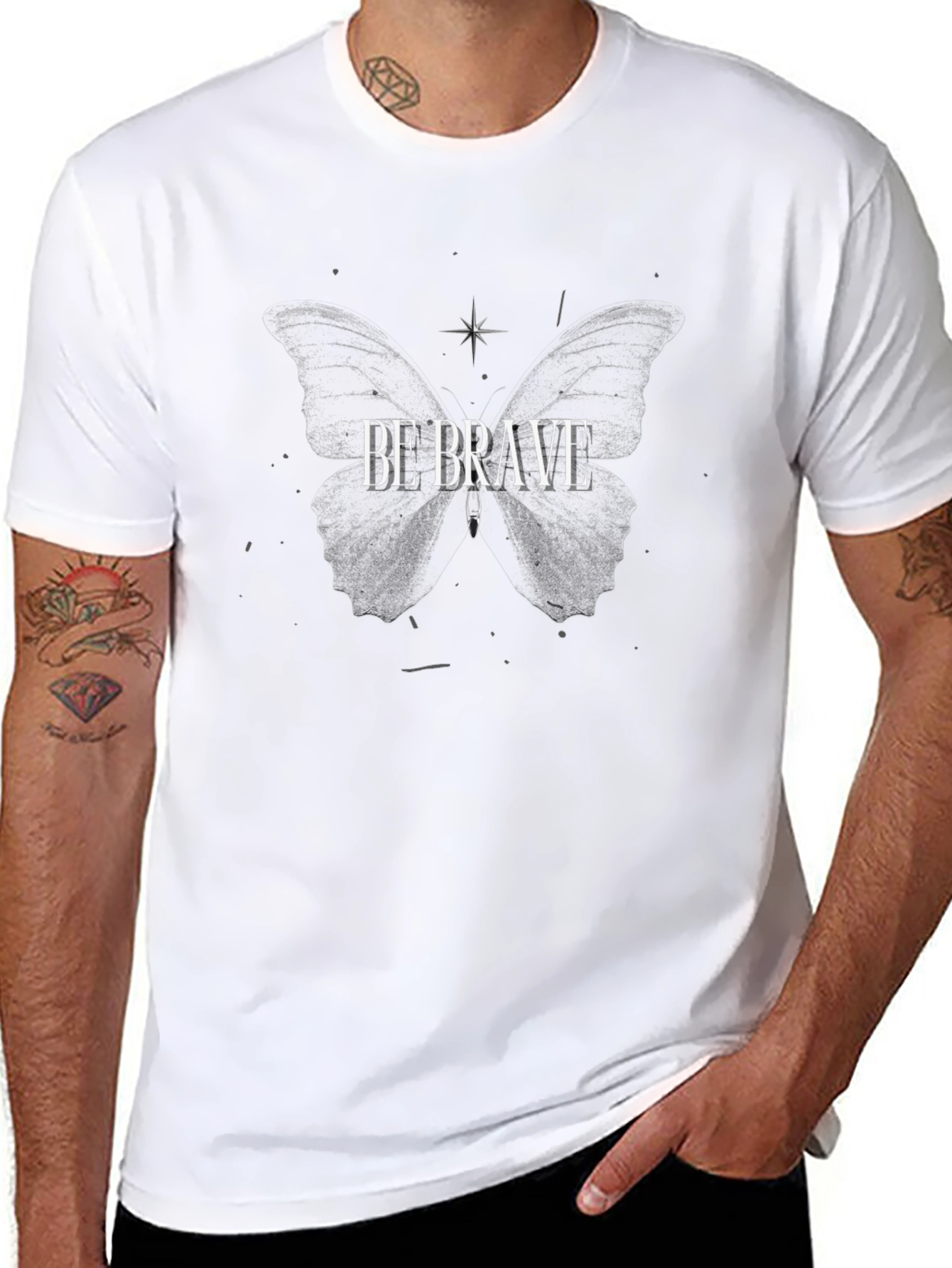 Be Brave Butterfly Graphic Tee - Black
