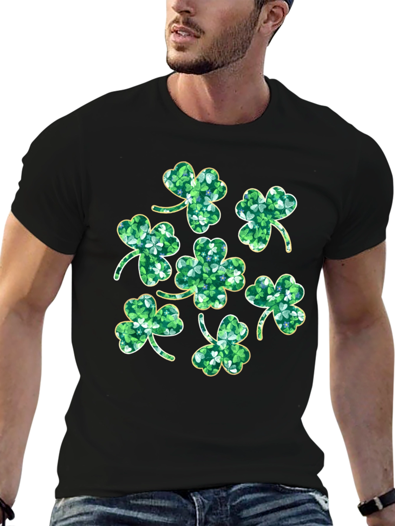 St. Patricks Day Clover T-Shirt - Black