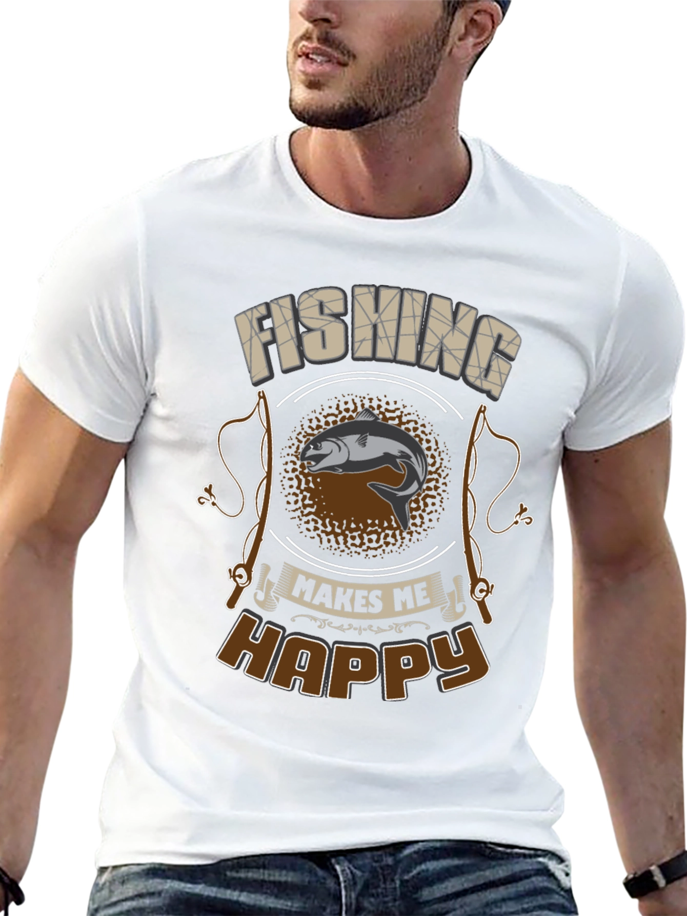 Fishing Makes Me Happy Graphic Tee