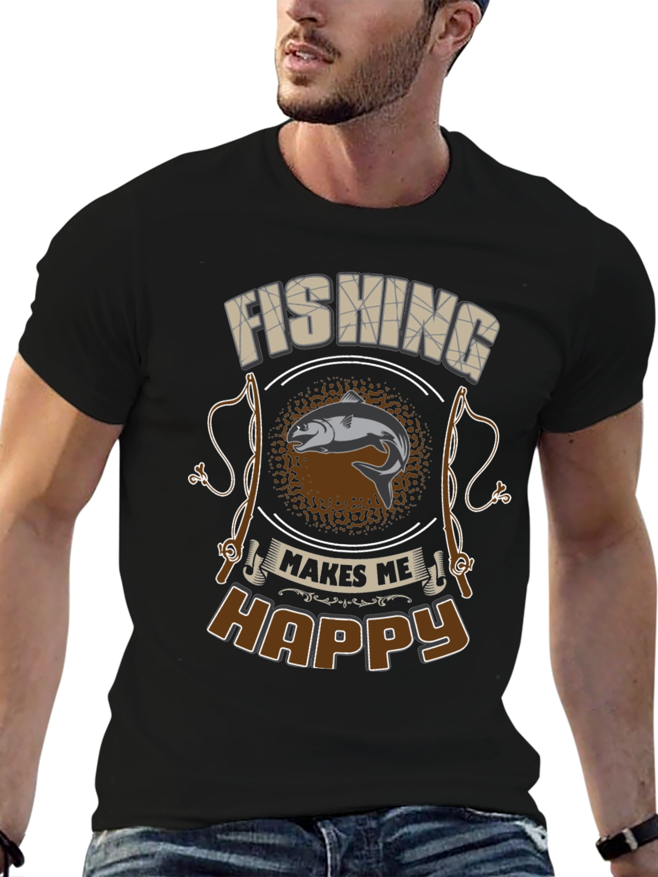 Fishing Makes Me Happy Graphic Tee