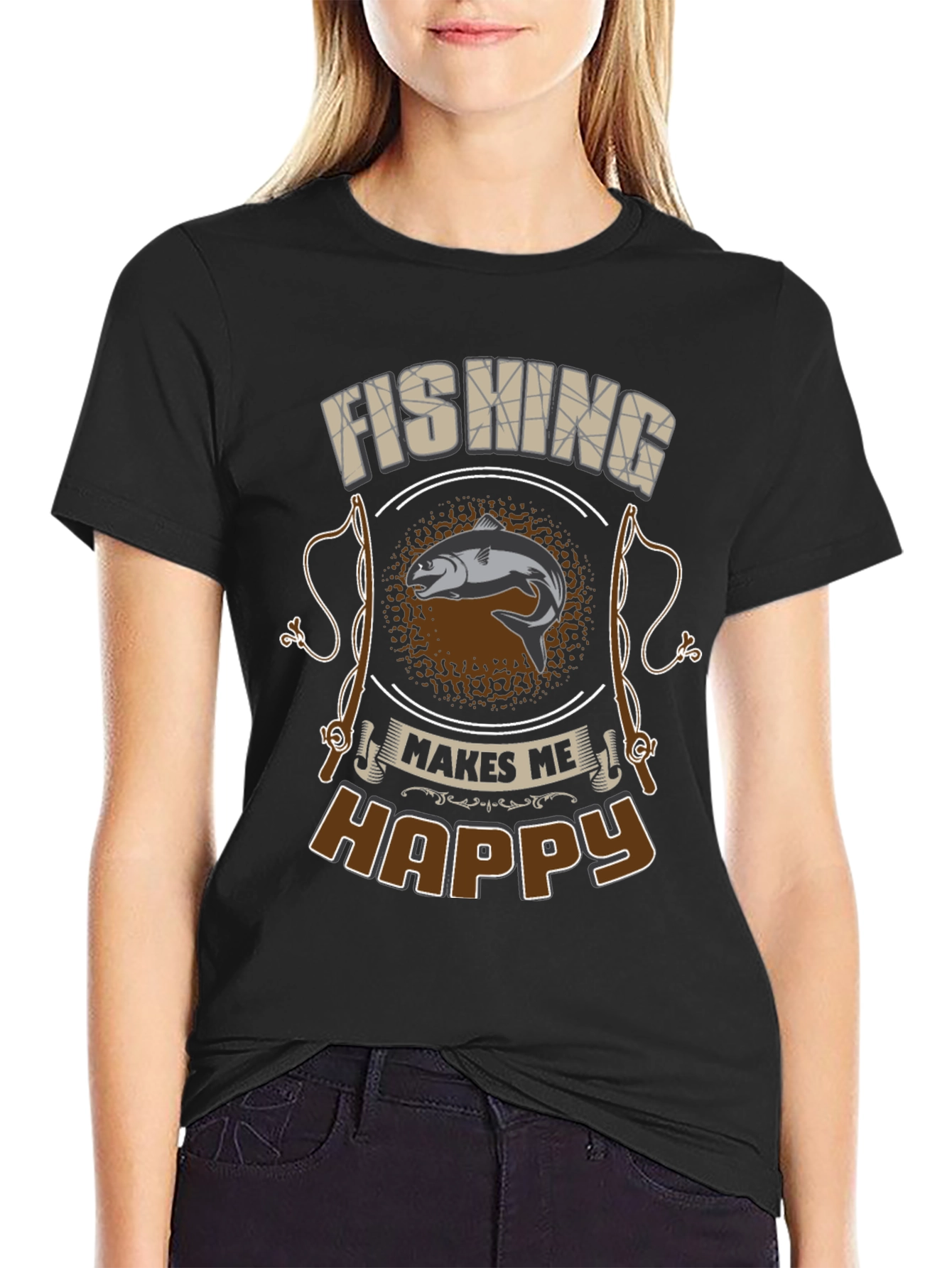 Fishing Makes Me Happy Graphic Tee