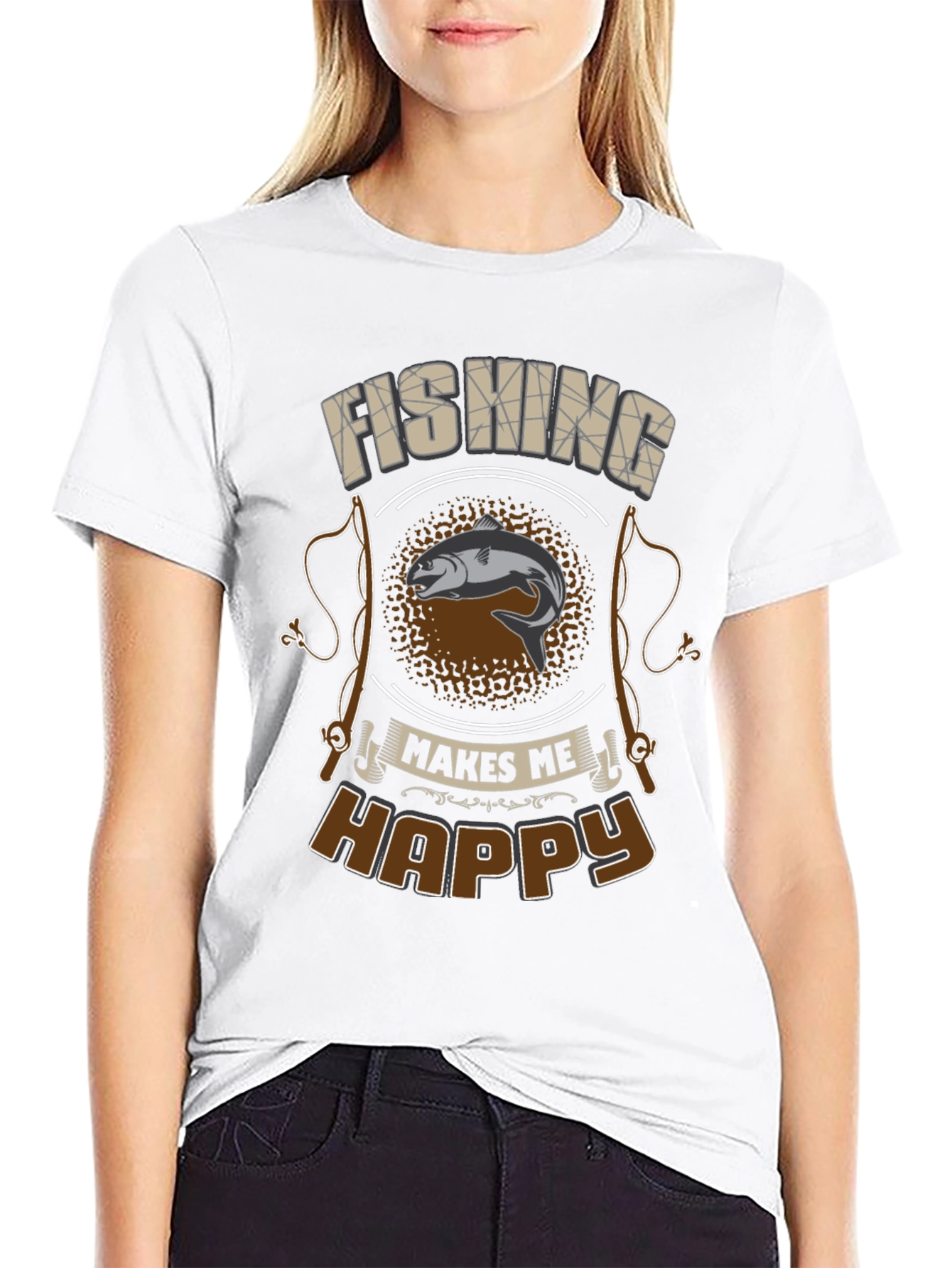 Fishing Makes Me Happy Graphic Tee