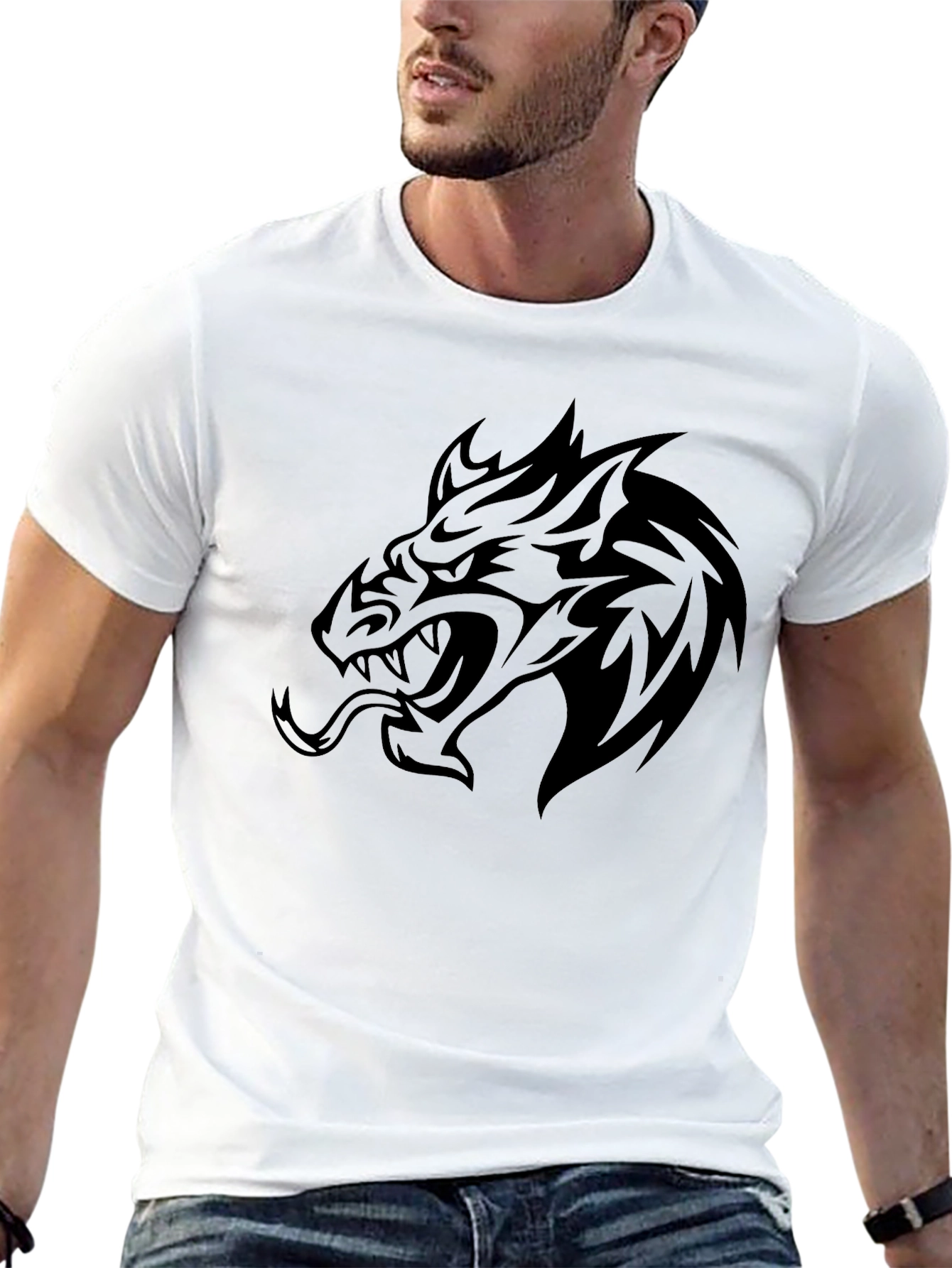 Mens Black Dragon Graphic T-Shirt